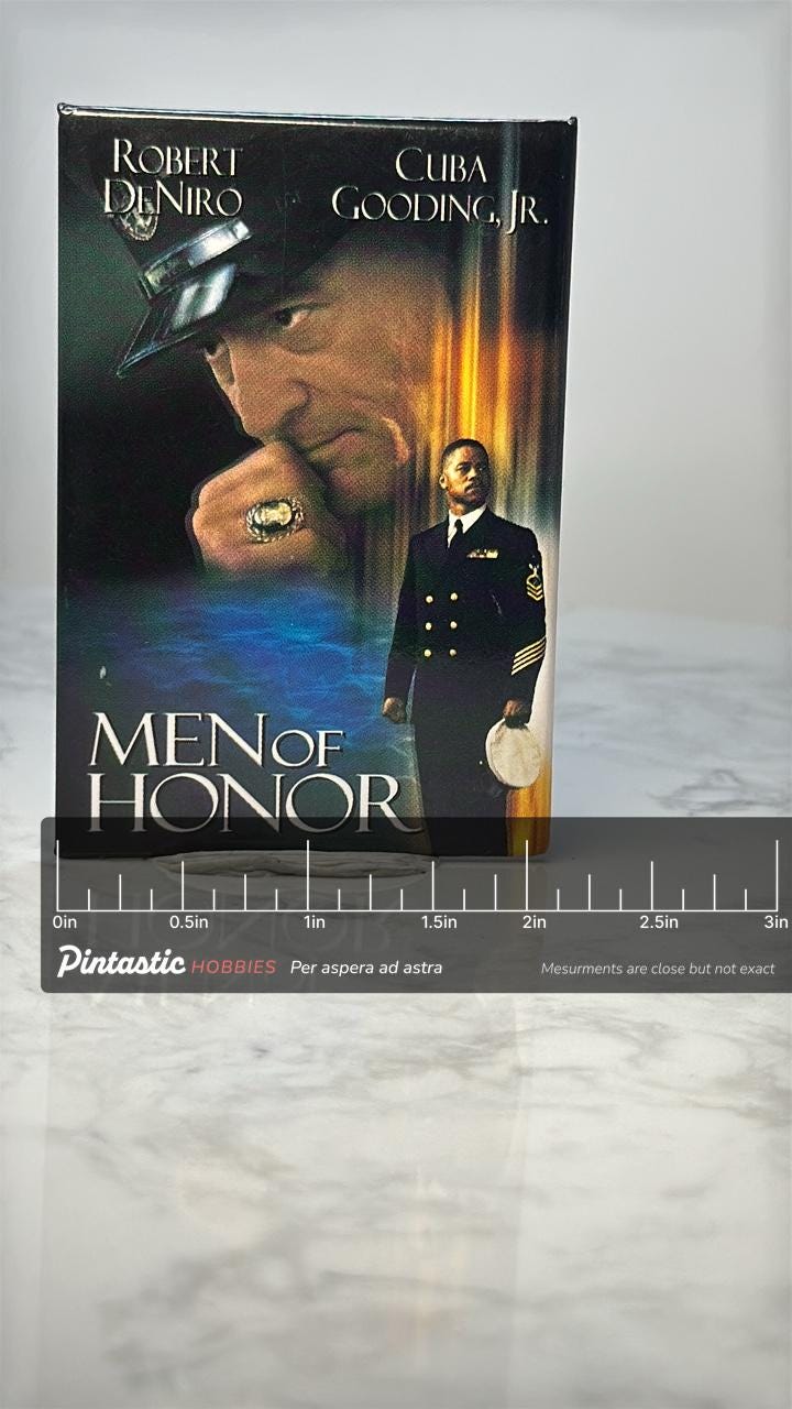 Vintage Men of Honor Movie Pin: Full Color Poster - 2000s Film Accessory with ruler overlay for size reference