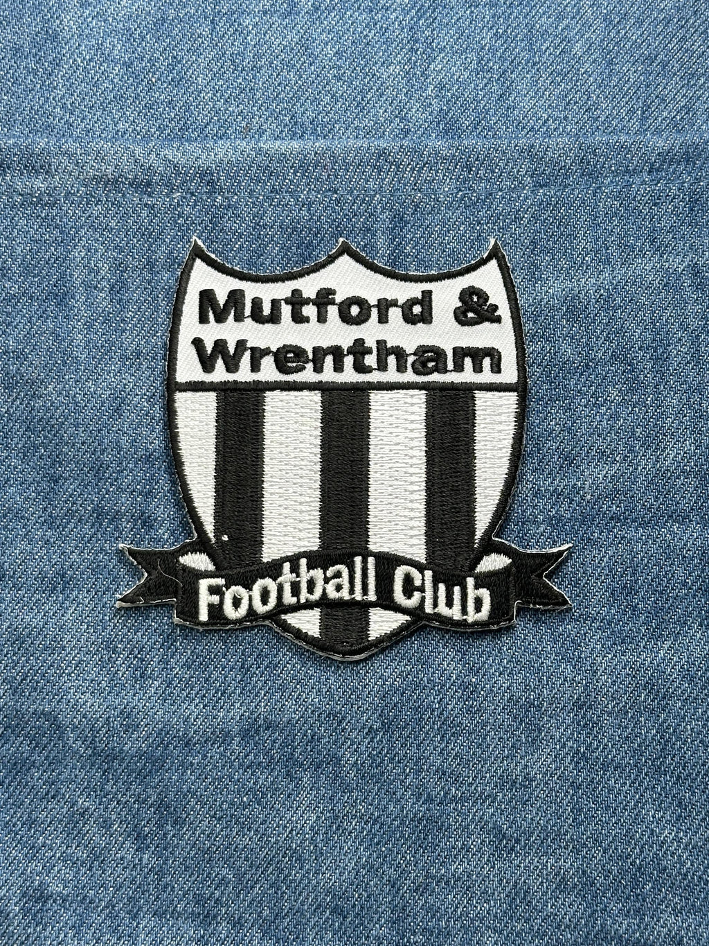 Mutfard & Wrentham Football Club Patch: Black White Shield - Soccer Accessory