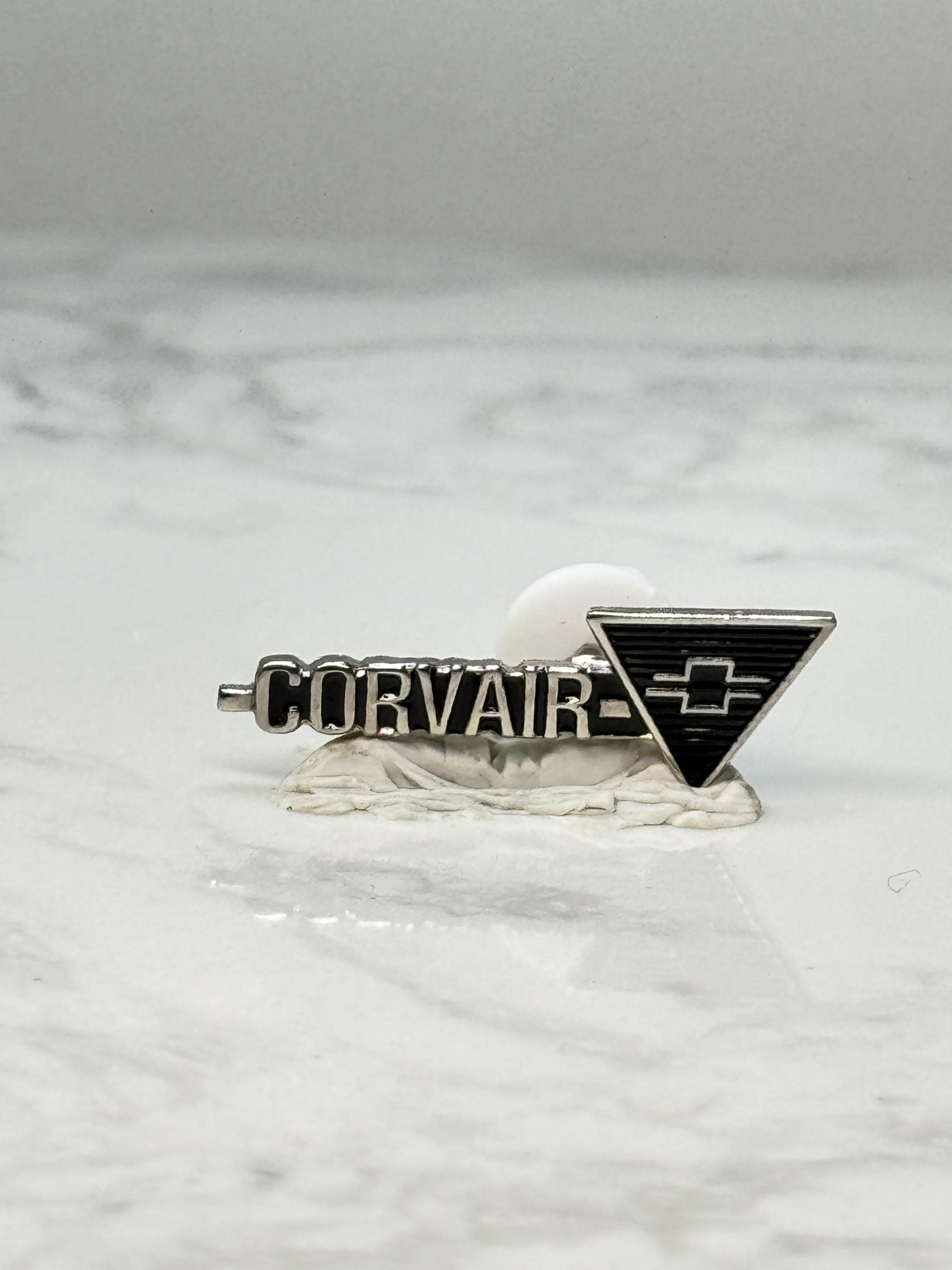 Vintage Chevrolet Corvair Emblem Pin: Silver Tone - 1960s Auto Accessory