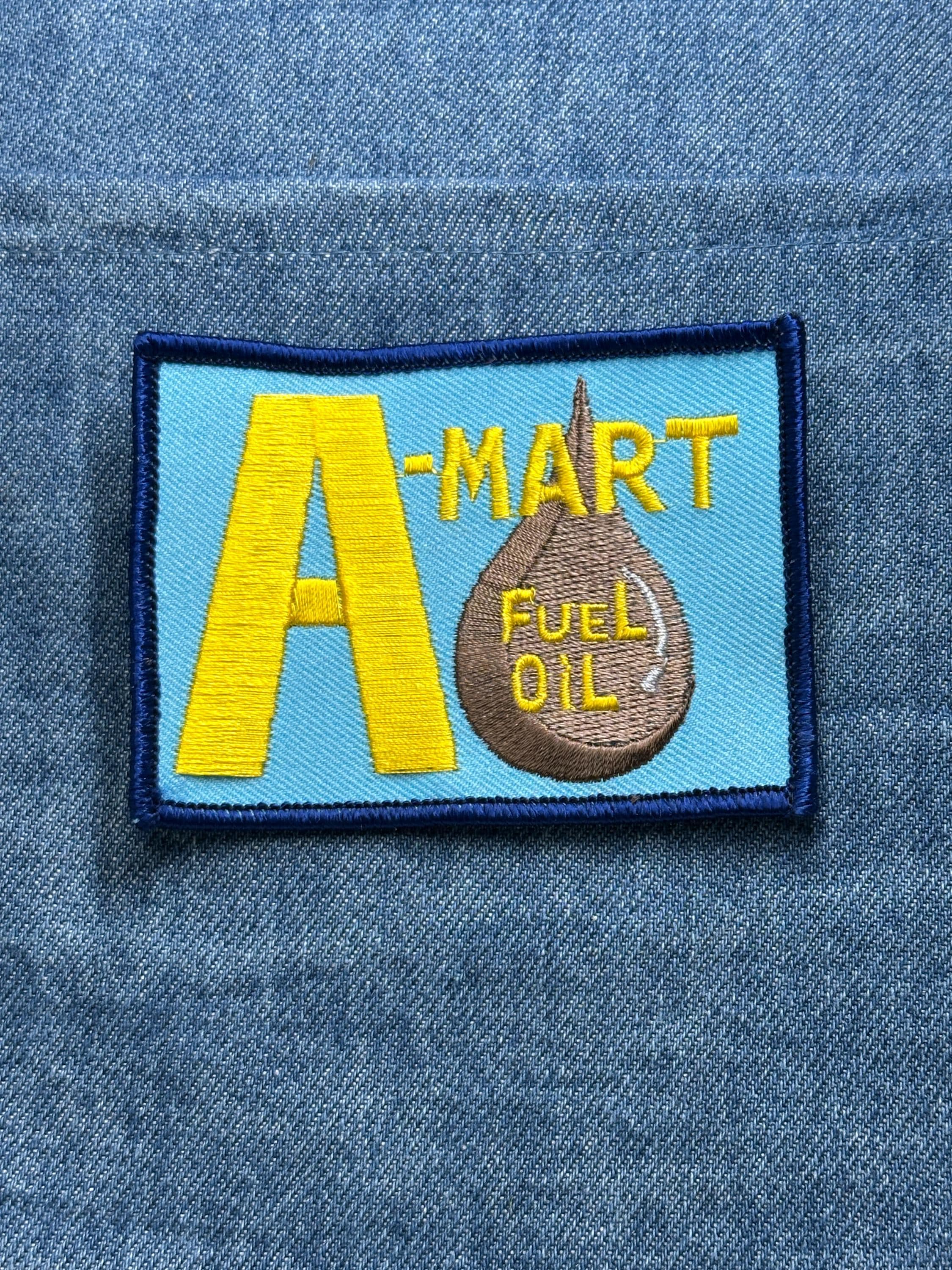 A-Mart Fuel Oil Patch: Blue Border - Gas Station Accessory