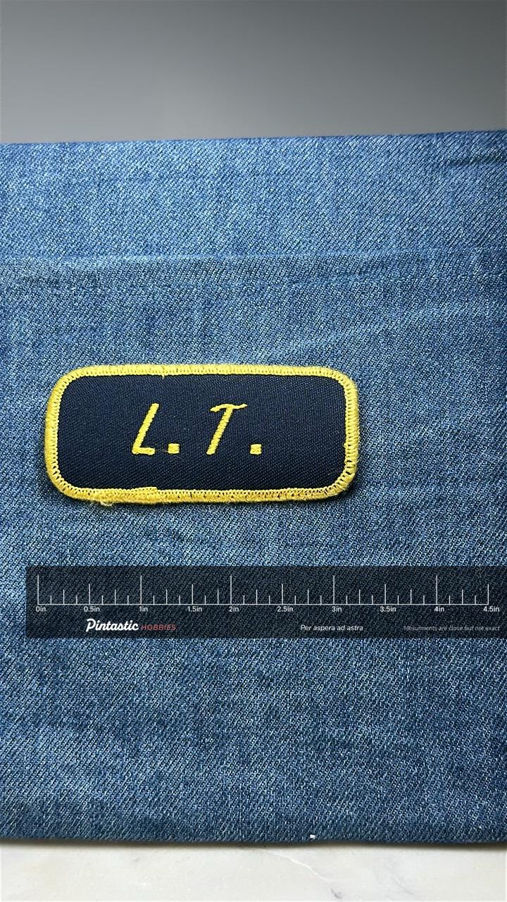 Lieutenant LT Patch: Navy & Yellow Rank - Law Enforcement Accessory with ruler overlay for size reference