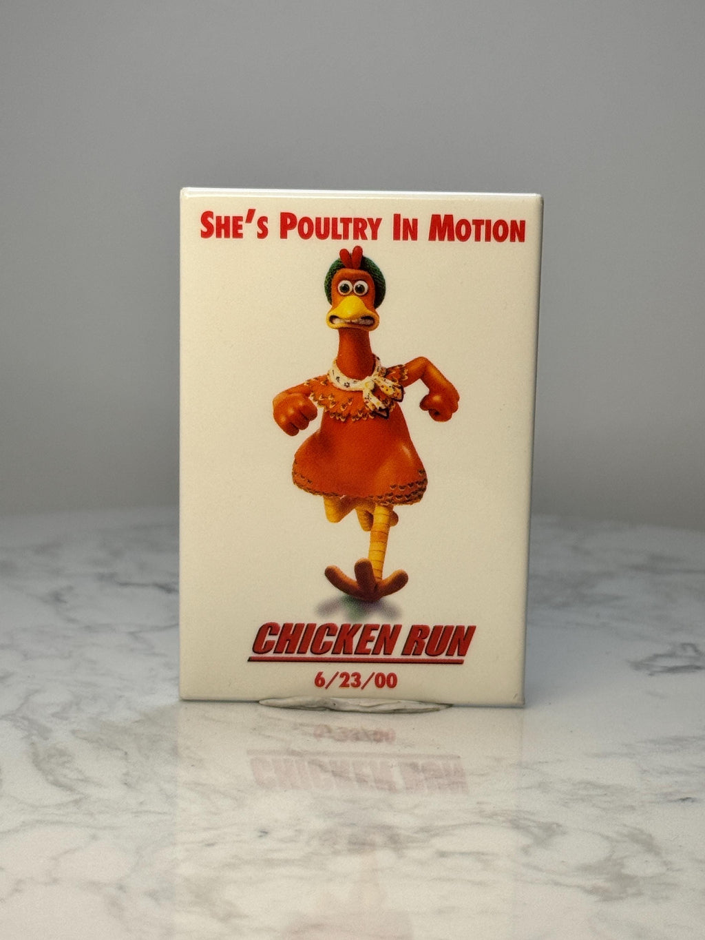 Vintage Chicken Run Movie Pin: Glossy Character Design - 2000 Film Accessory