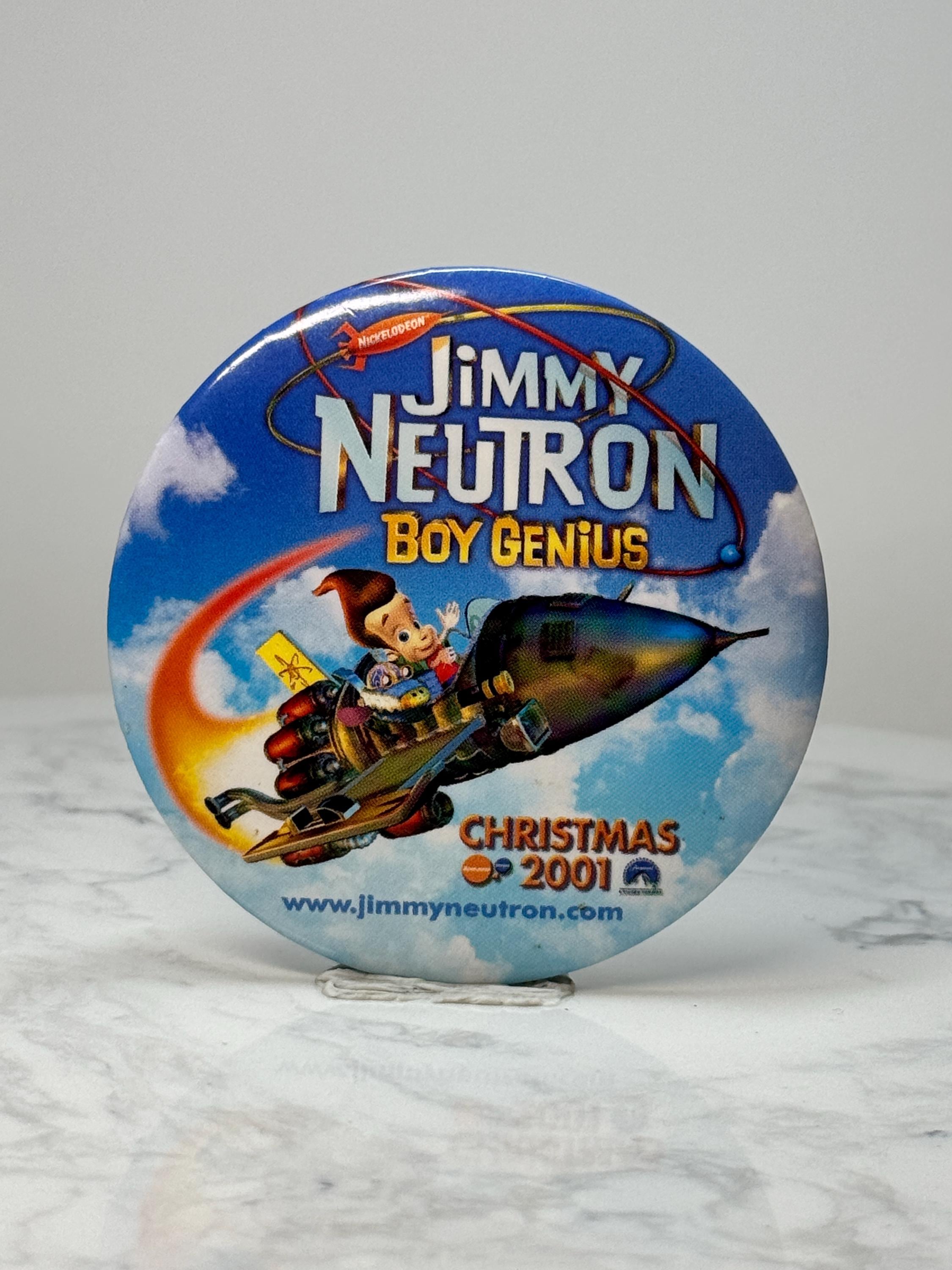 Vintage Jimmy Neutron Button Pin: Colorful Glossy - 2001 Christmas Accessory