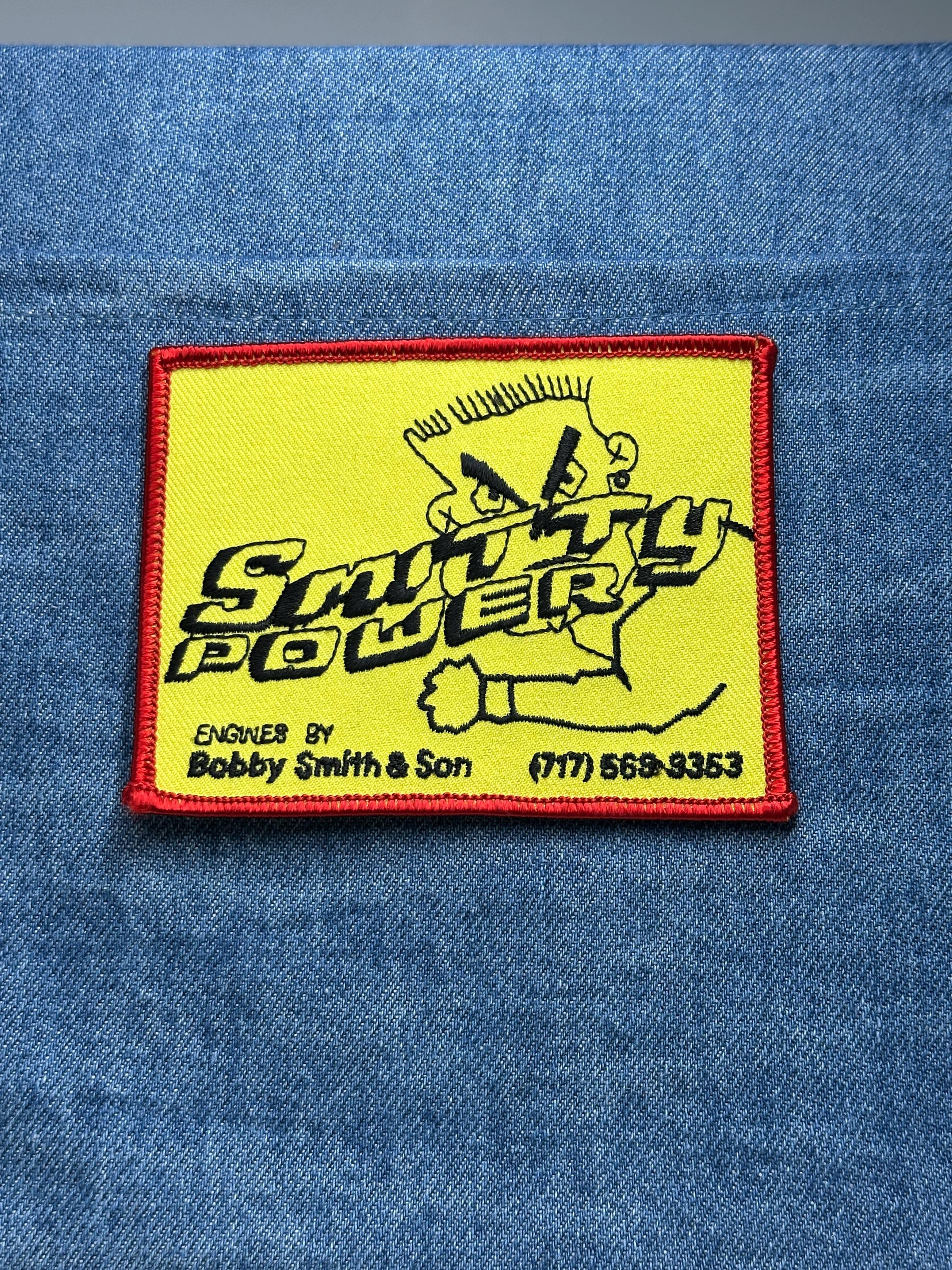 Smitty Power Patch: Yellow Red Border - Racing Engine Shop Accessory