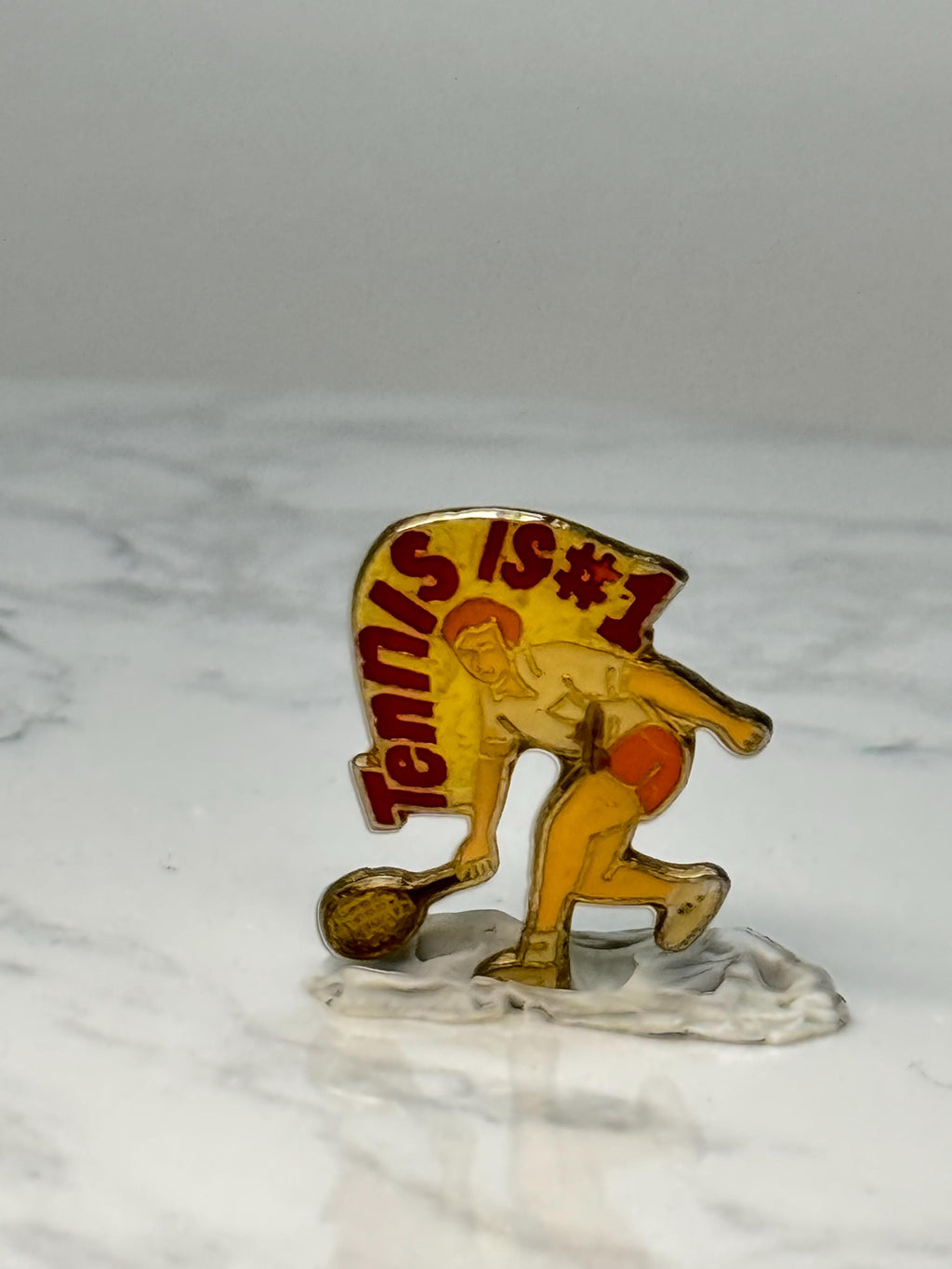 Vintage Tennis #1 Player Pin: Yellow Enamel - Sports Award Accessory