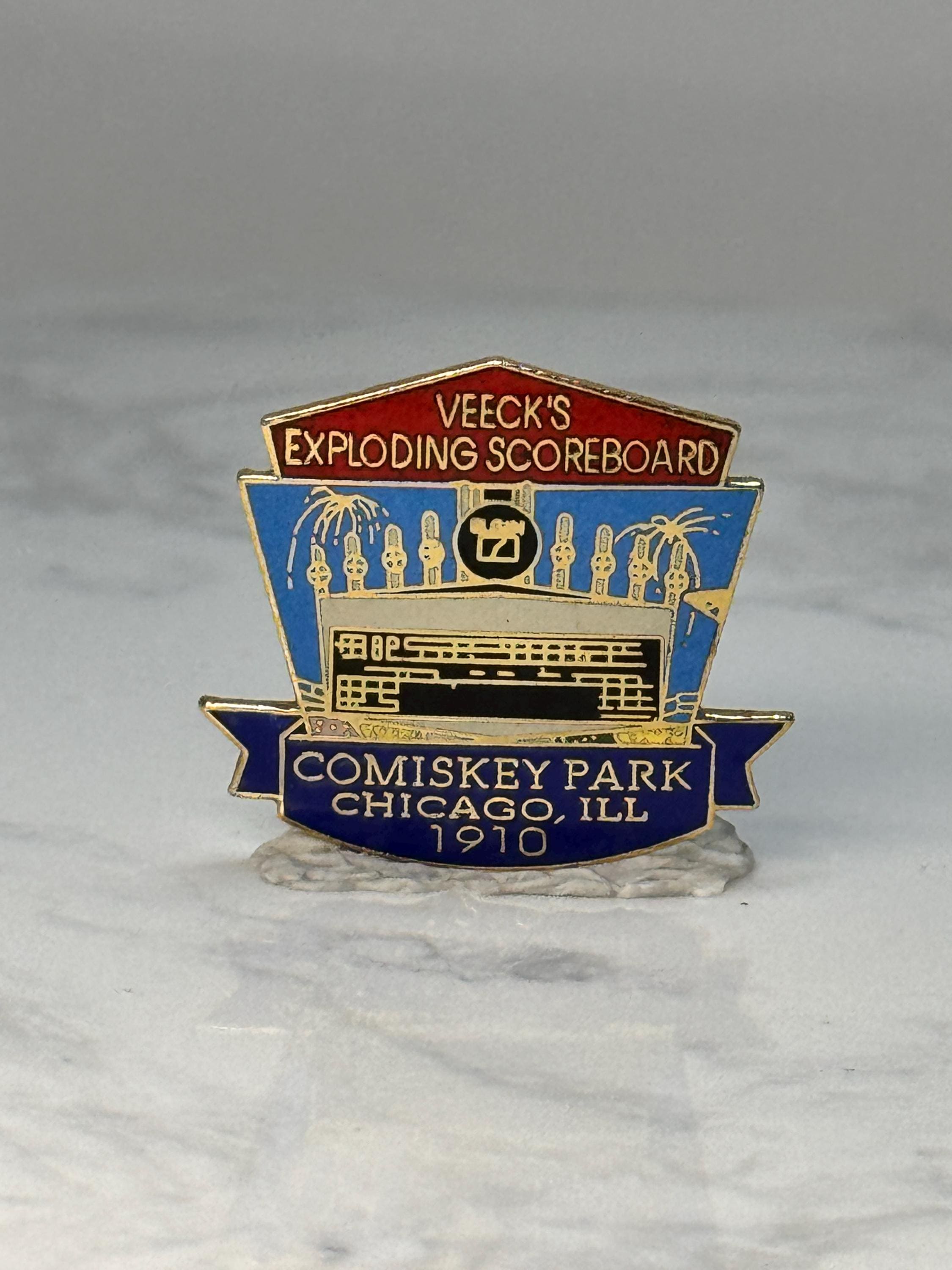 Vintage Comiskey Park Scoreboard Pin: Enamel - Chicago Baseball Accessory