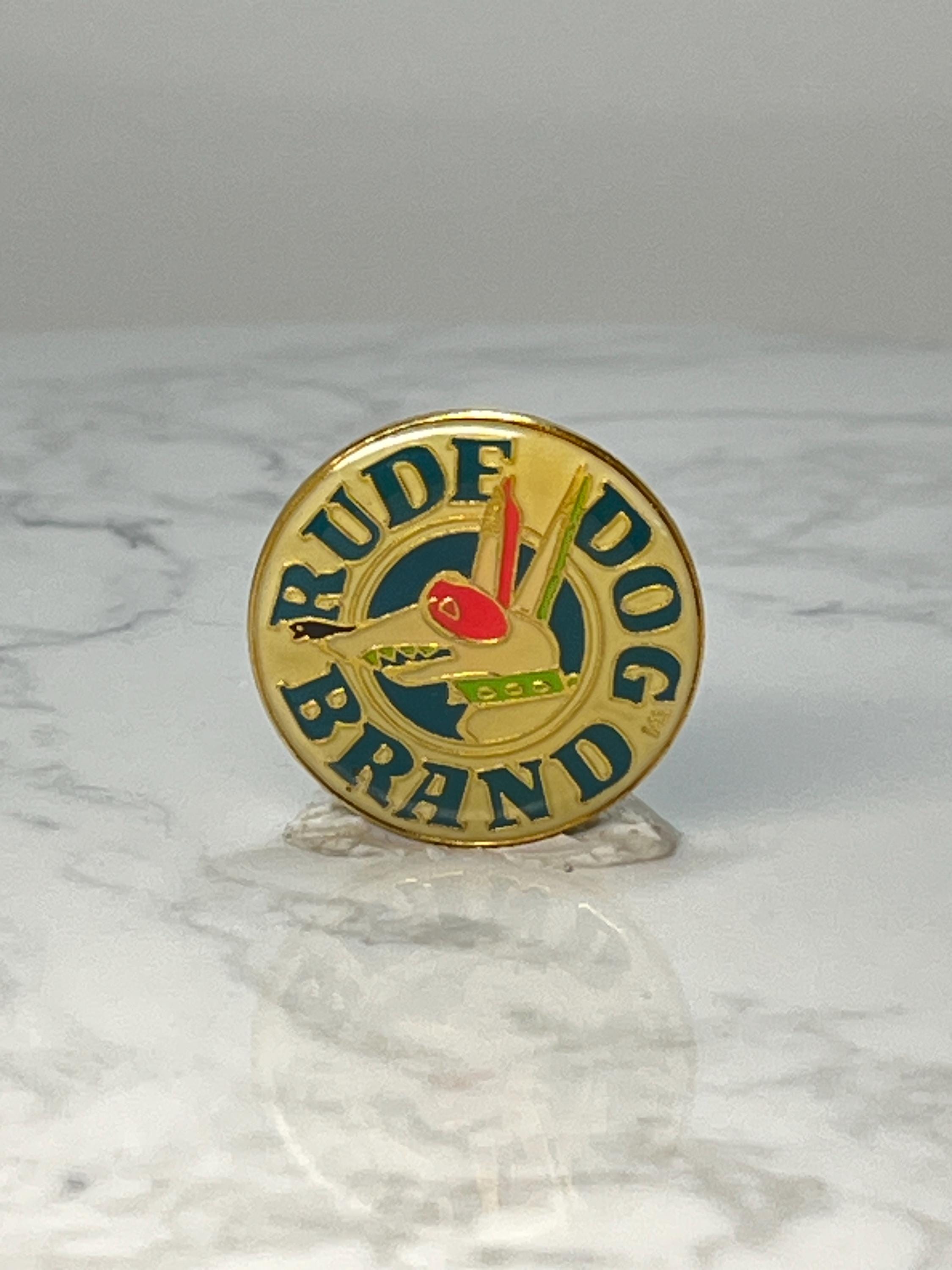 Vintage Rude Dog Brando Enamel Pin: Gold Tone - 1980s Cartoon Accessory