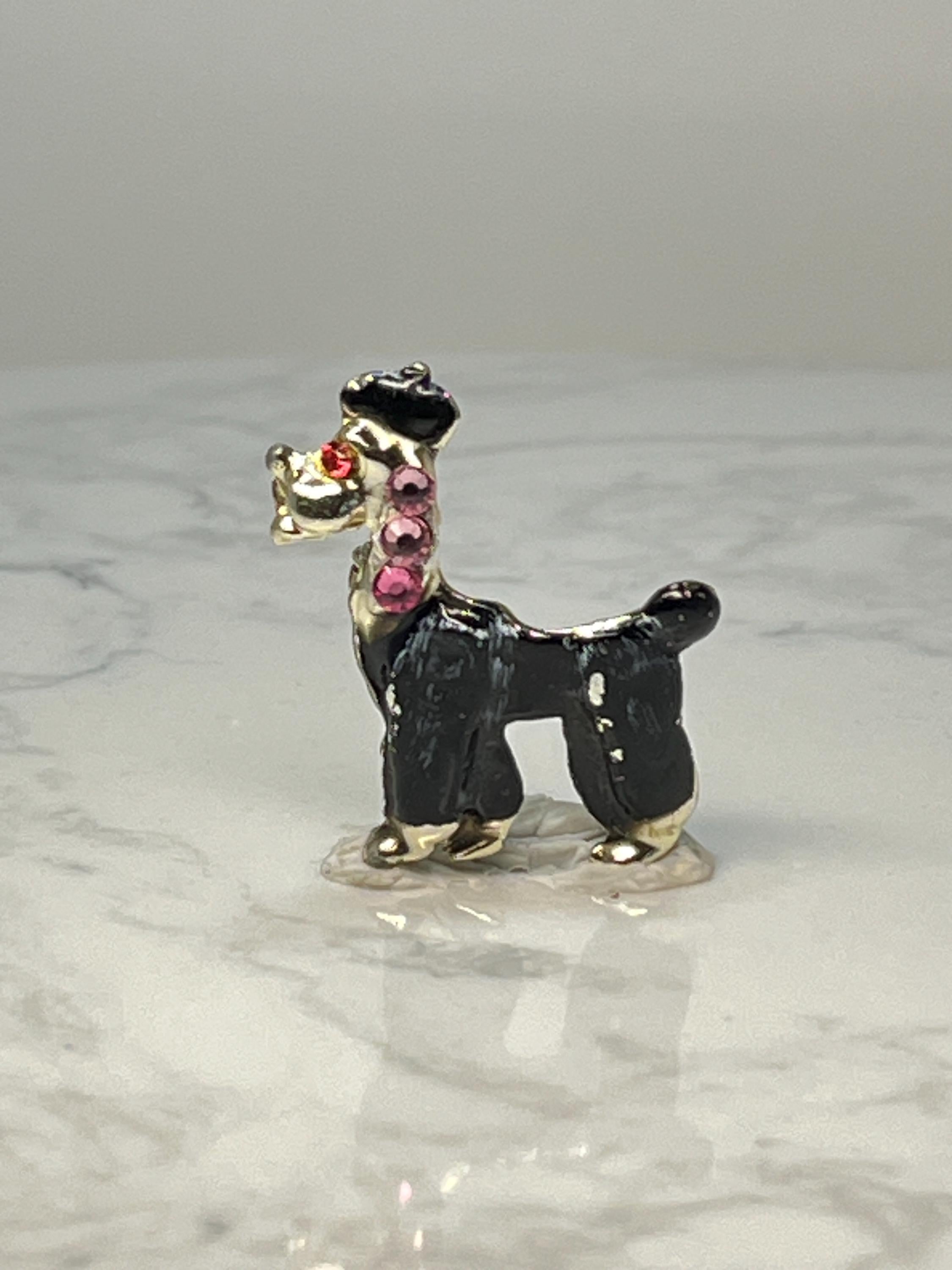 Vintage Poodle Dog Lapel Pin: Gold Tone & Rhinestone - Retro Accessory