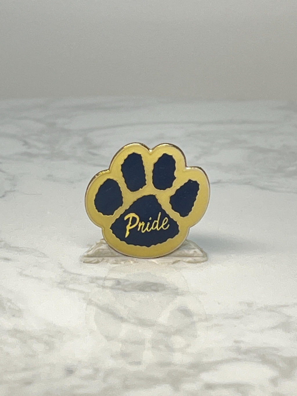 Vintage Paw Print Pride Lapel Pin: Blue & Gold Enamel - School Spirit Accessory