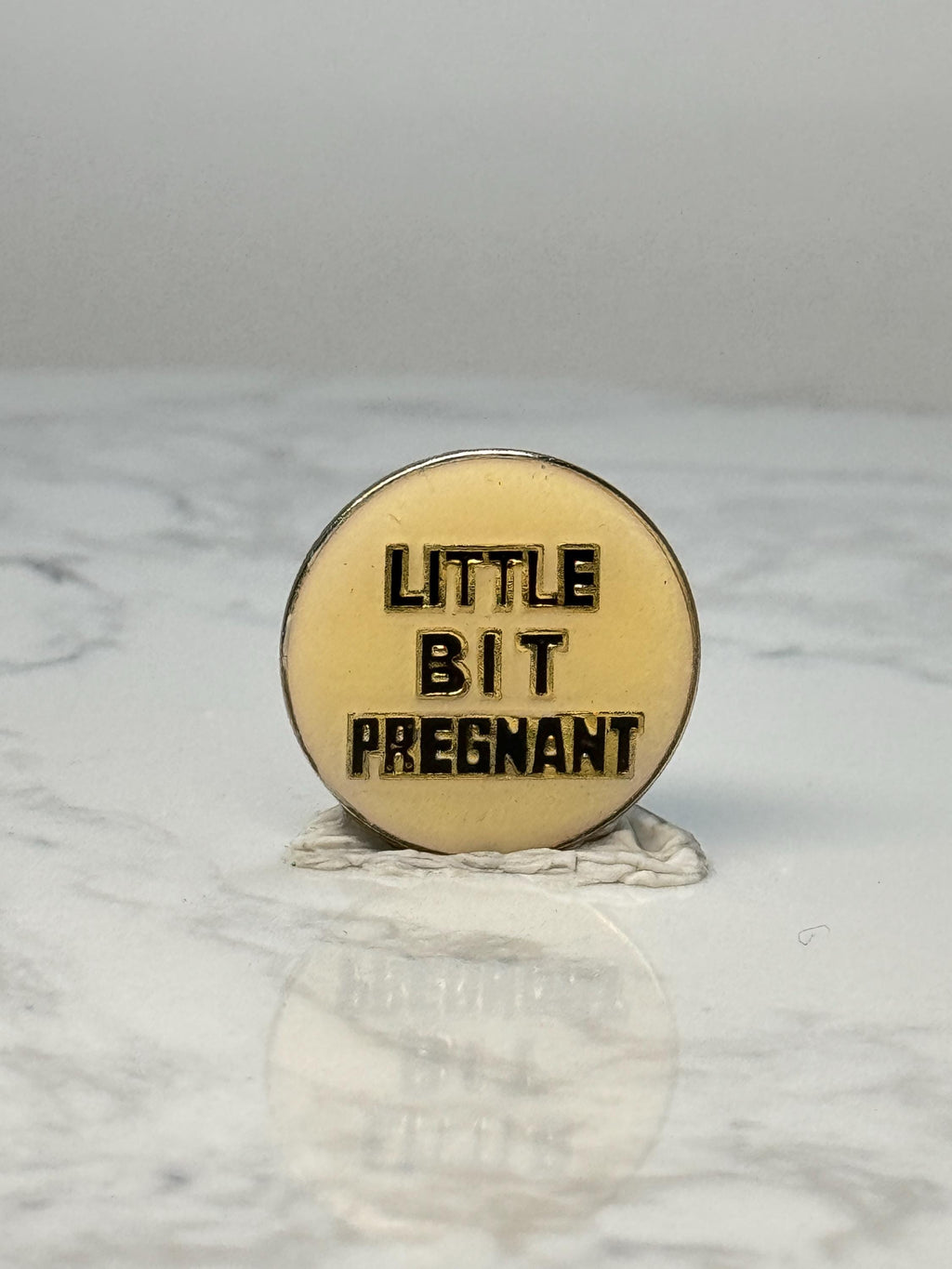 Vintage Pregnancy Novelty Pin: Gold Tone - 1980s Humor Accessory
