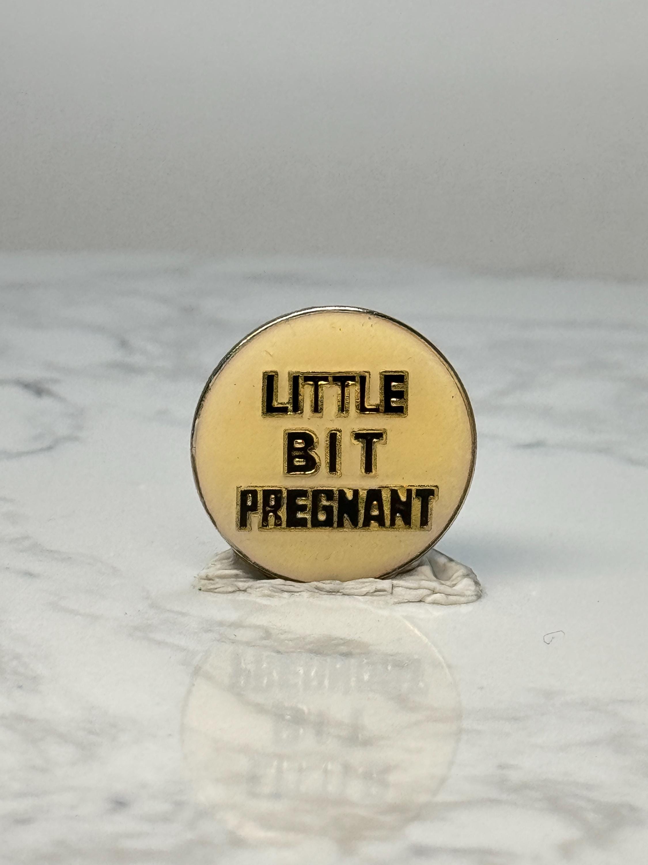Vintage Pregnancy Novelty Pin: Gold Tone - 1980s Humor Accessory