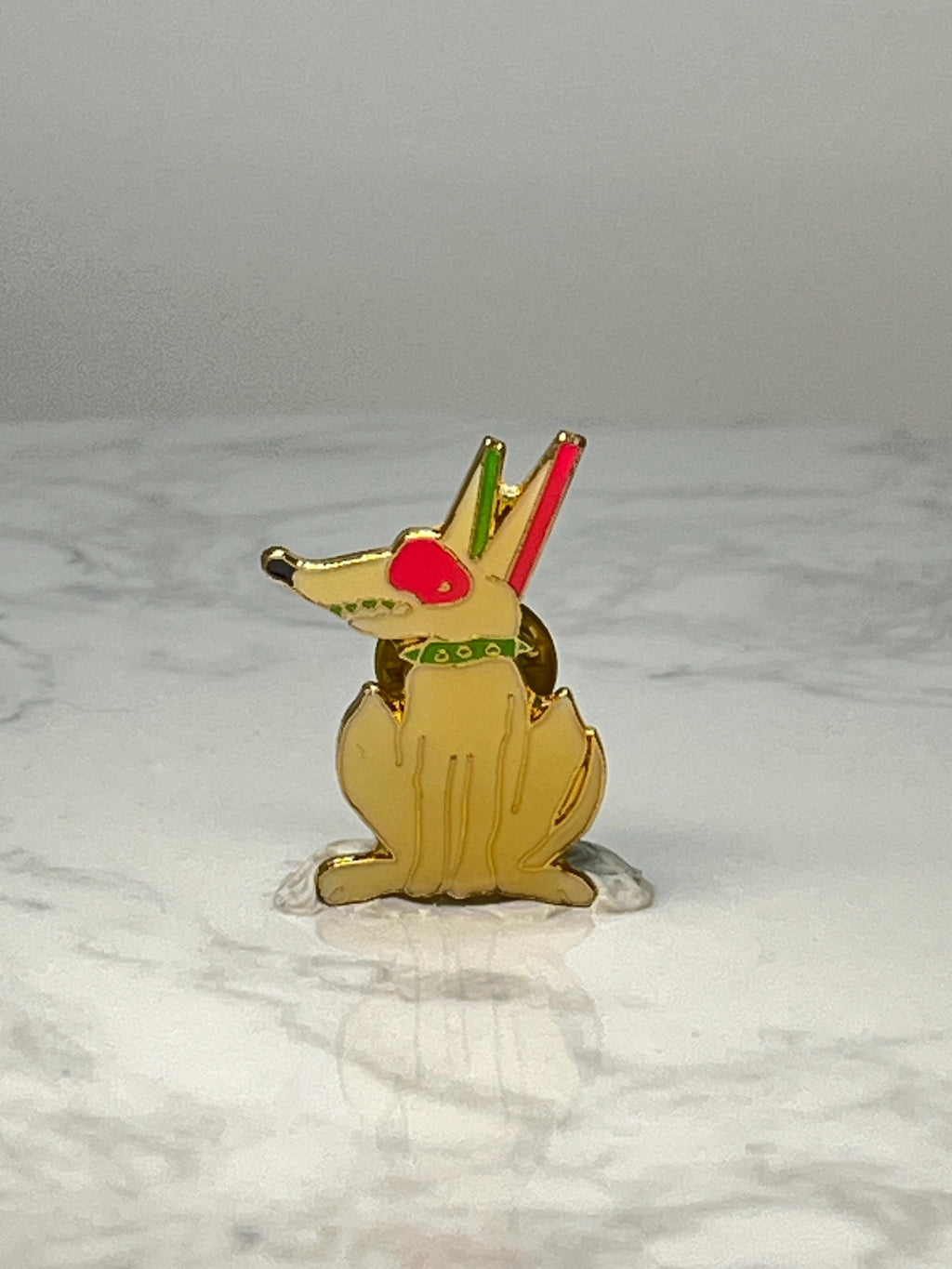Rude Dog Style Enamel Pin Vintage Cartoon Dog Gold Tone Lapel Pin 90s Character Pin