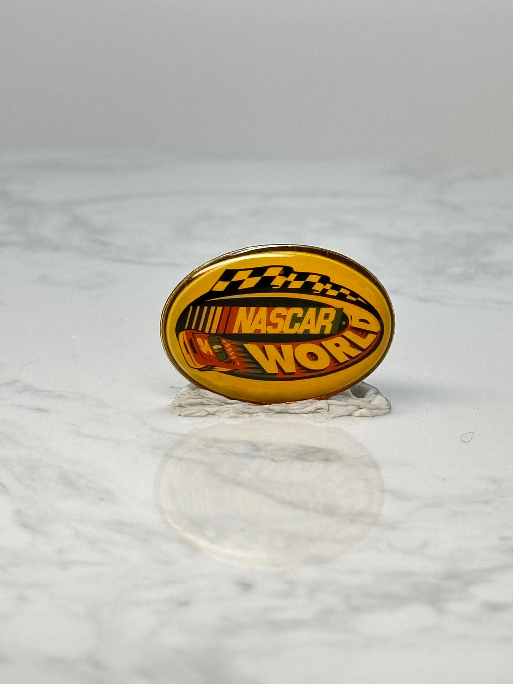 Vintage NASCAR World Oval Pin: Yellow Enamel - Racing Fan Accessory