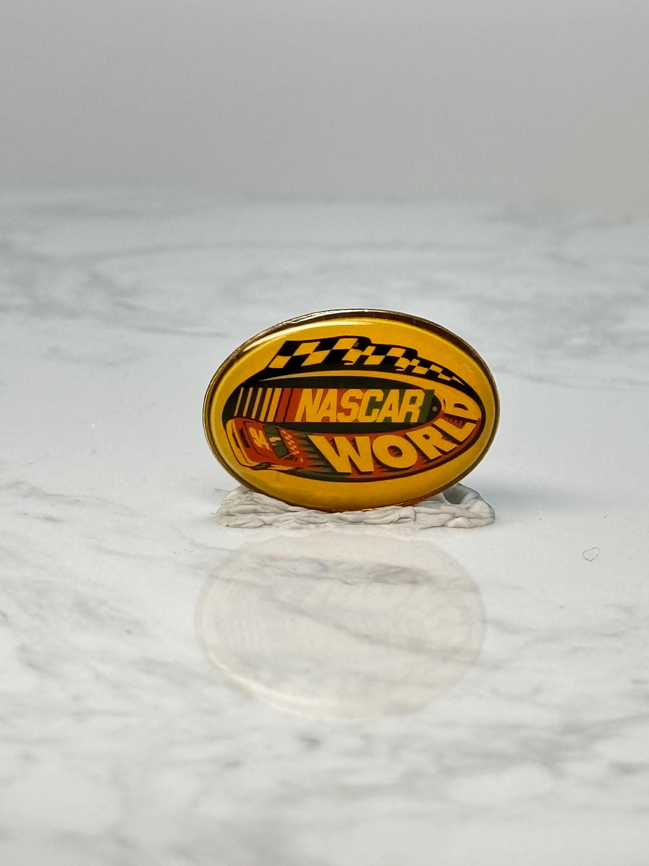 Vintage NASCAR World Oval Pin: Yellow Enamel - Racing Fan Accessory