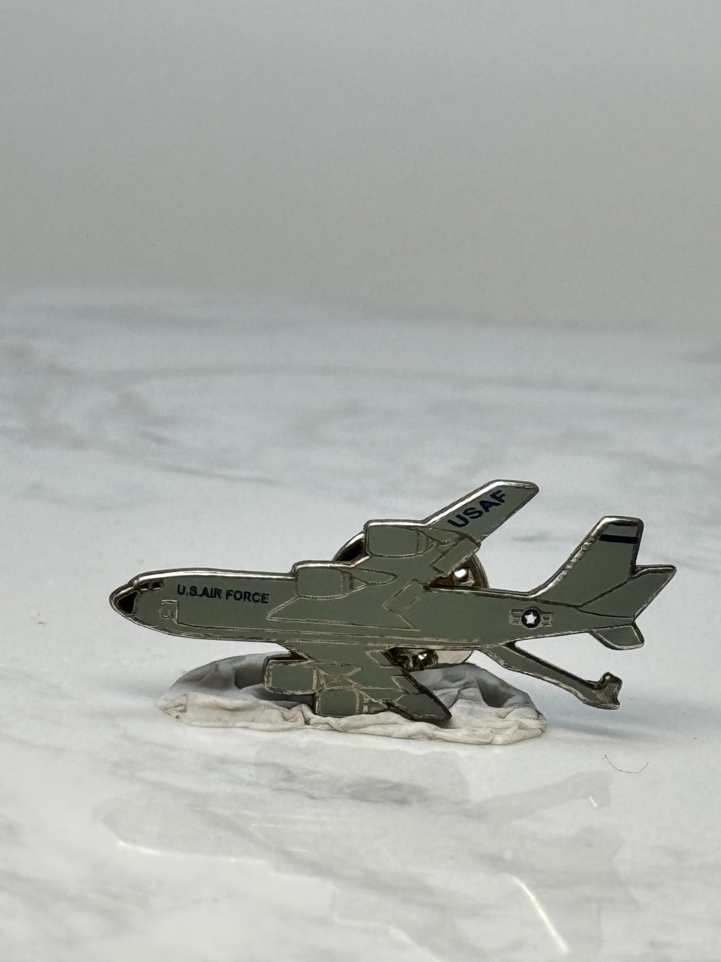 Vintage U.S. Air Force Cargo Jet Pin: Silver Tone - Military Aviation Accessory