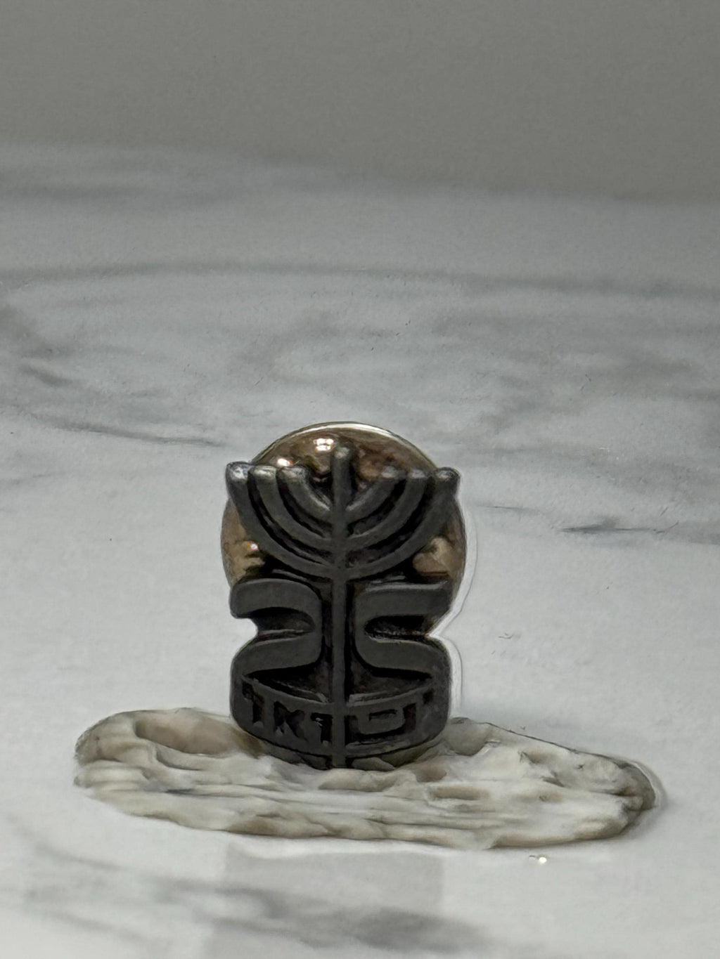 Vintage Jewish Menorah Lapel Pin: Dark Metal - Religious Judaica Accessory