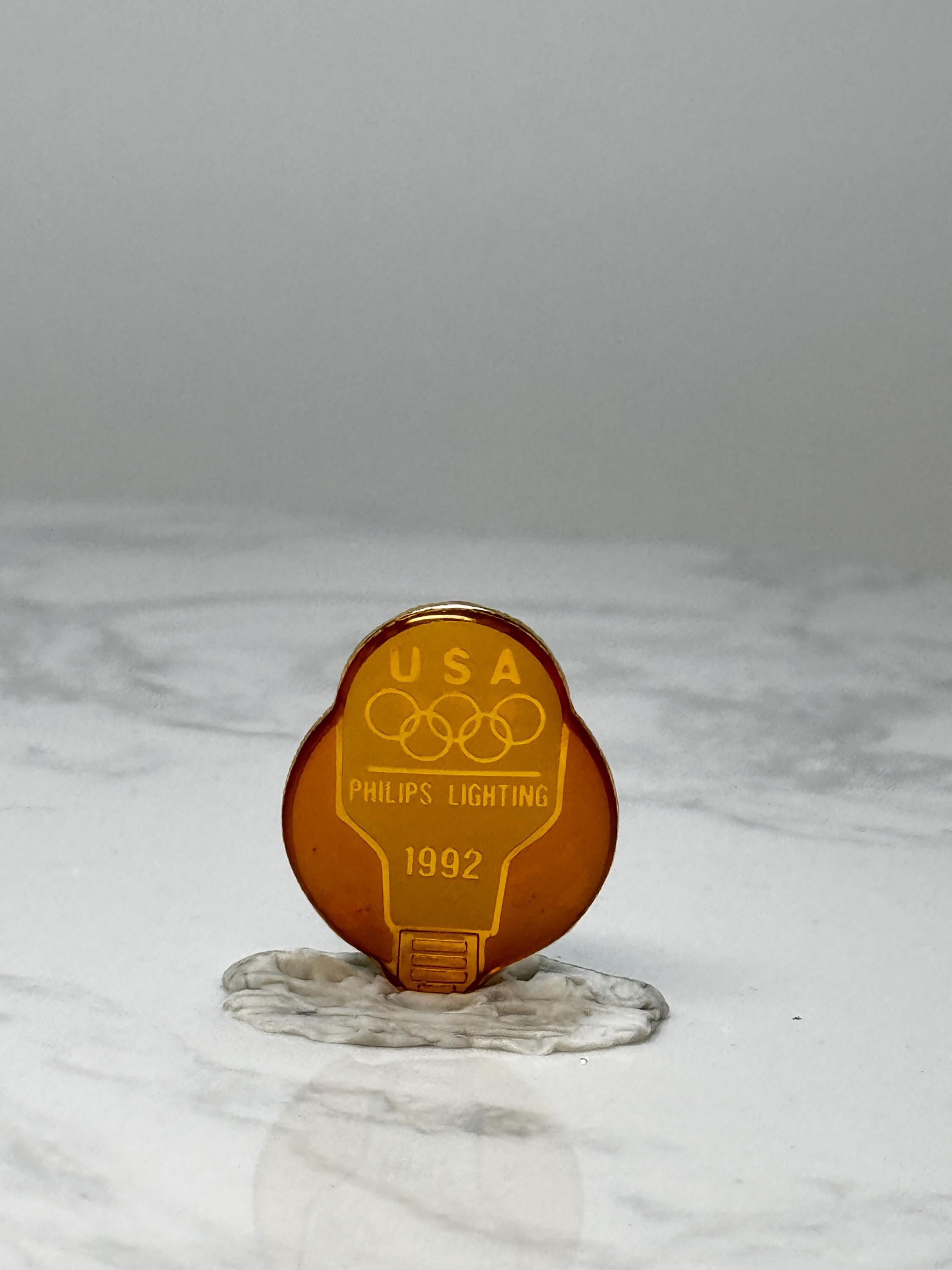 Vintage 1992 USA Olympics Philips Lighting Pin: Gold Tone