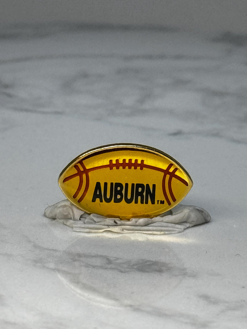 Vintage Auburn Football Pin: Yellow Acrylic - College Sports Accessory