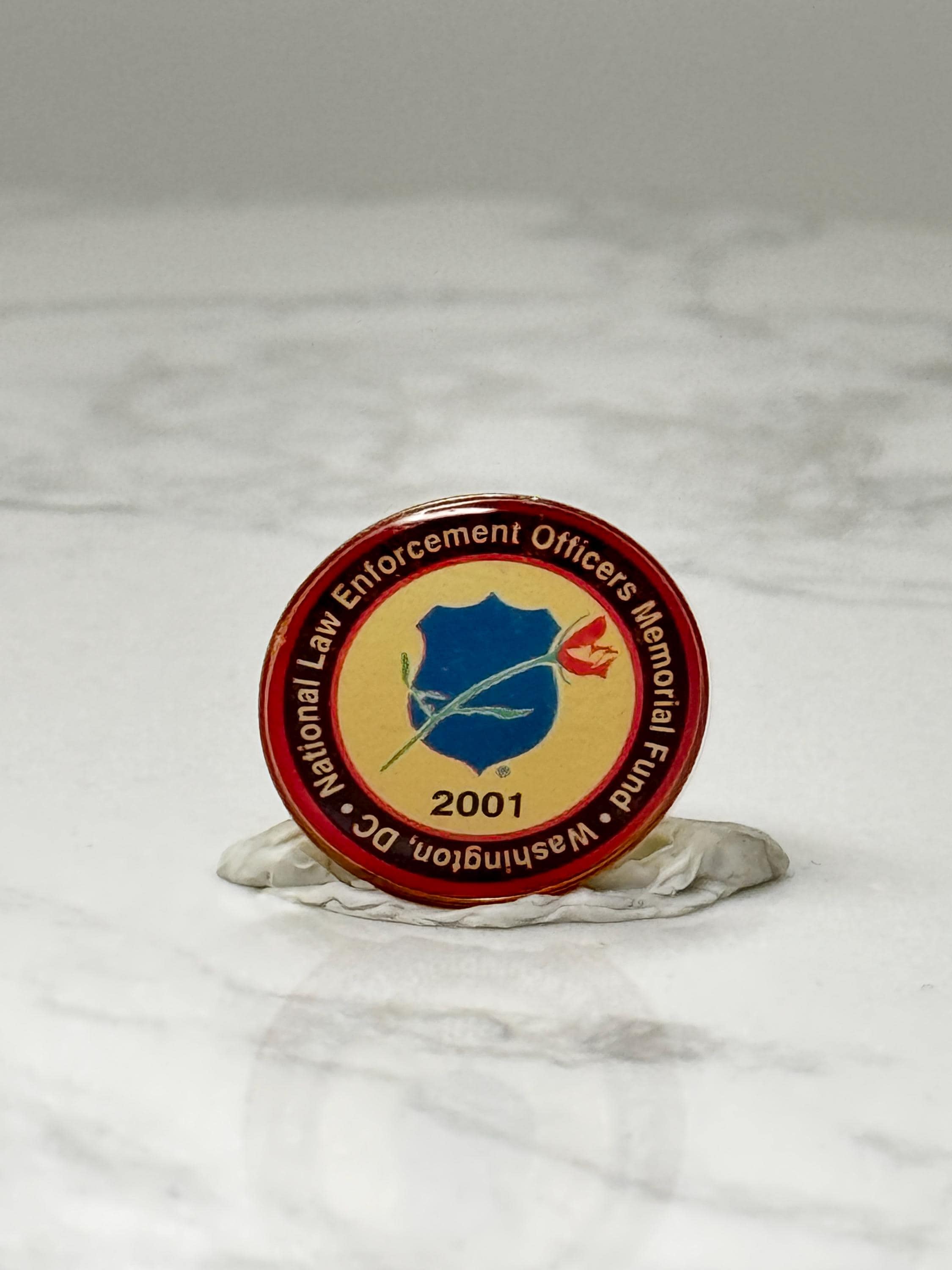Vintage National Law Enforcement Memorial Pin: Red Enamel - 2001 DC Accessory