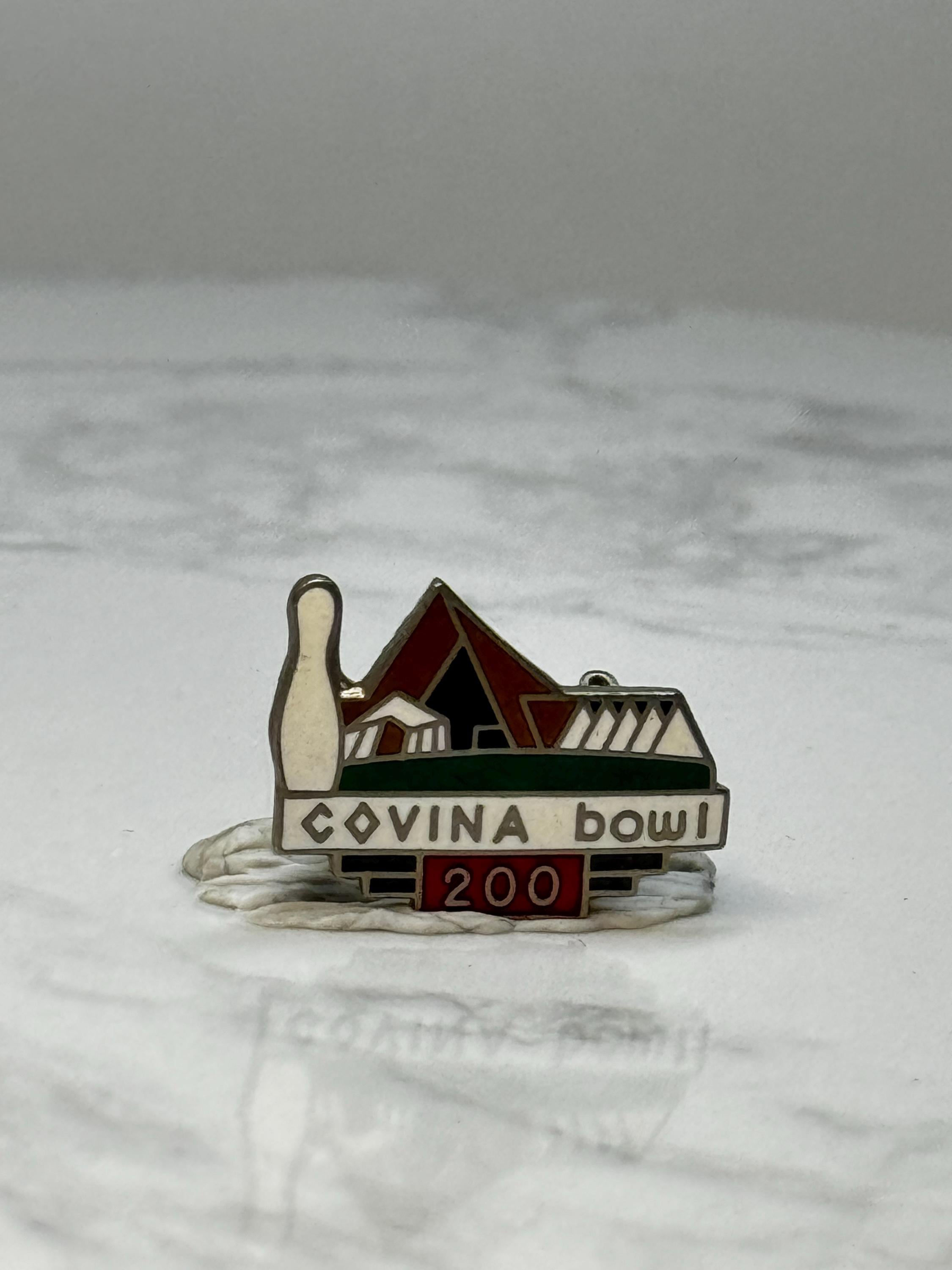 Vintage Covina Bowl Enamel Lapel Pin: Multicolor Metal - Bowling Alley Souvenir Accessory