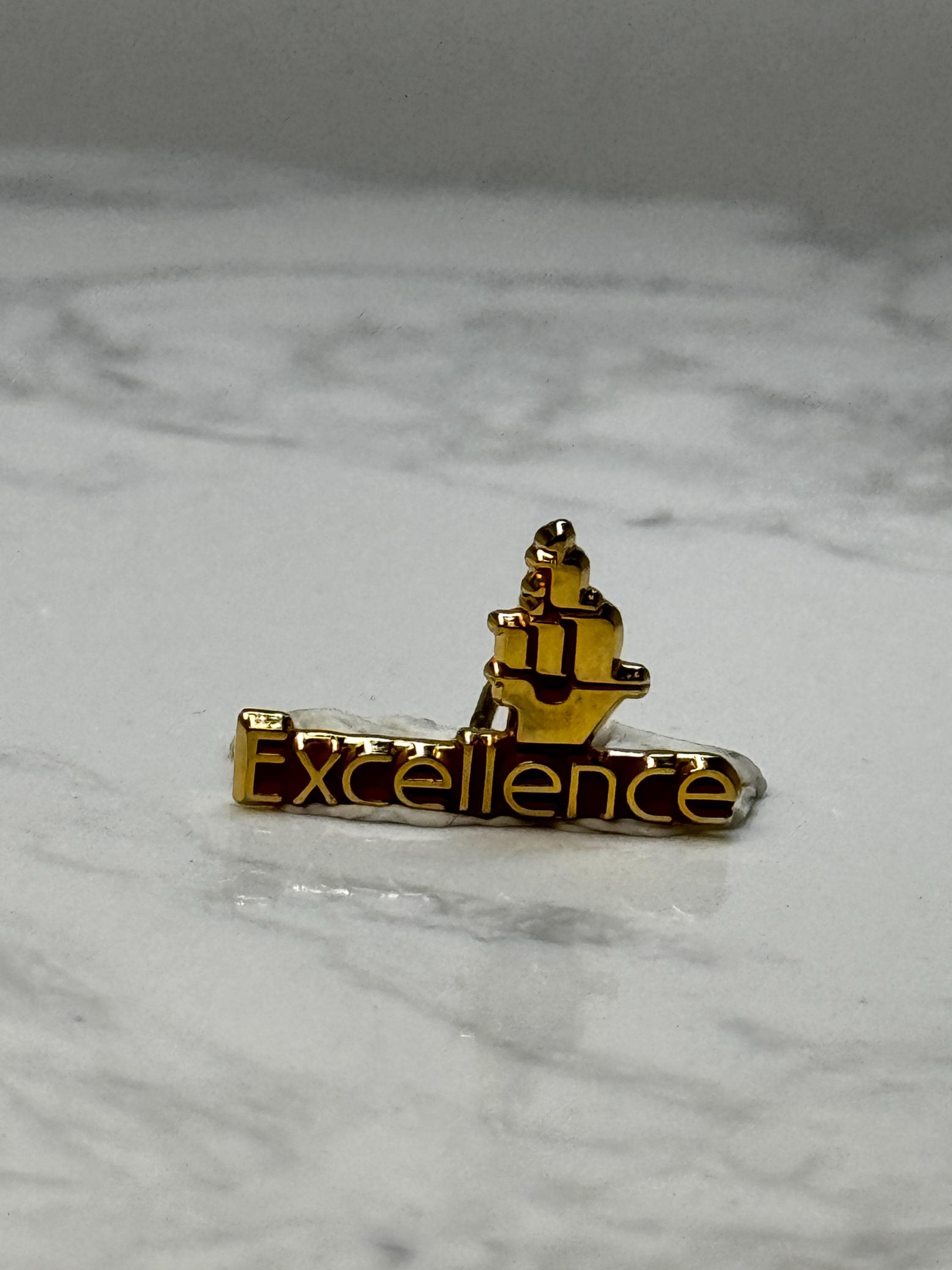 Vintage Excellence Lapel Pin: Gold Tone Enamel - Corporate Award Accessory