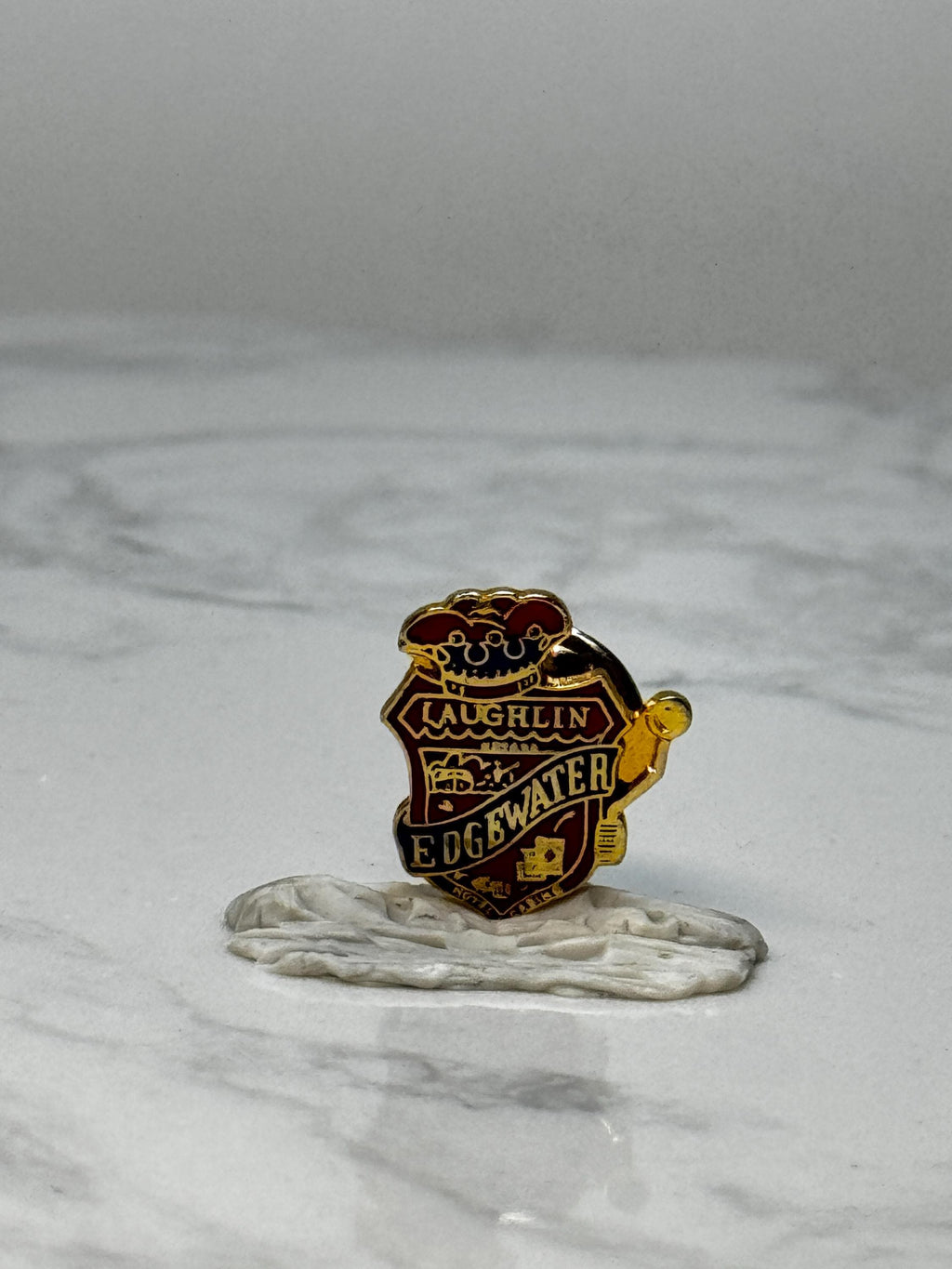 Vintage Laughlin Edgewater Casino Pin: Red & Gold Enamel - Nevada Souvenir