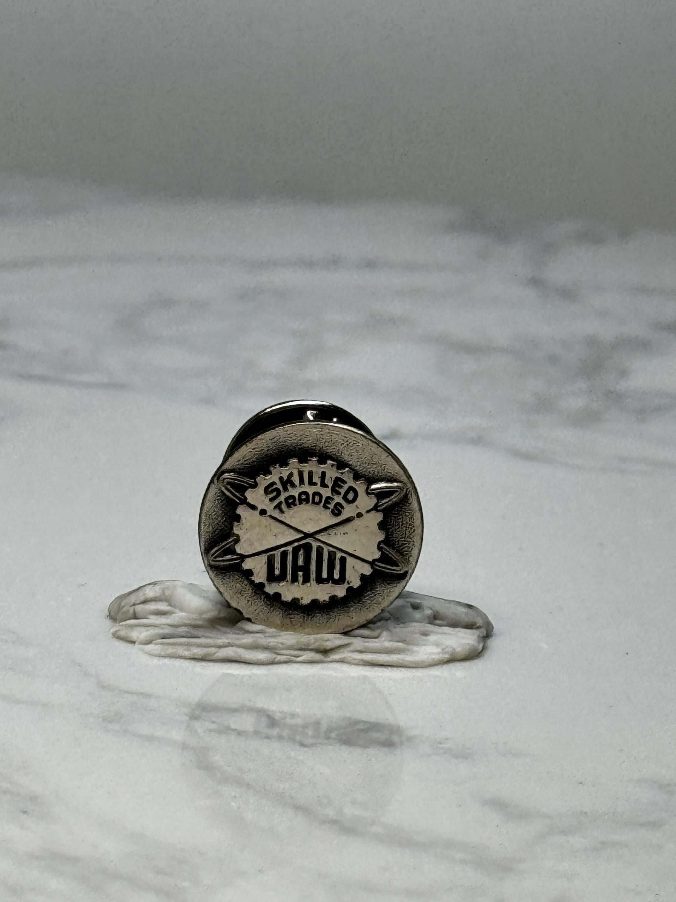 Vintage Skilled Trades UAW Lapel Pin: Silver Tone - Union Accessory