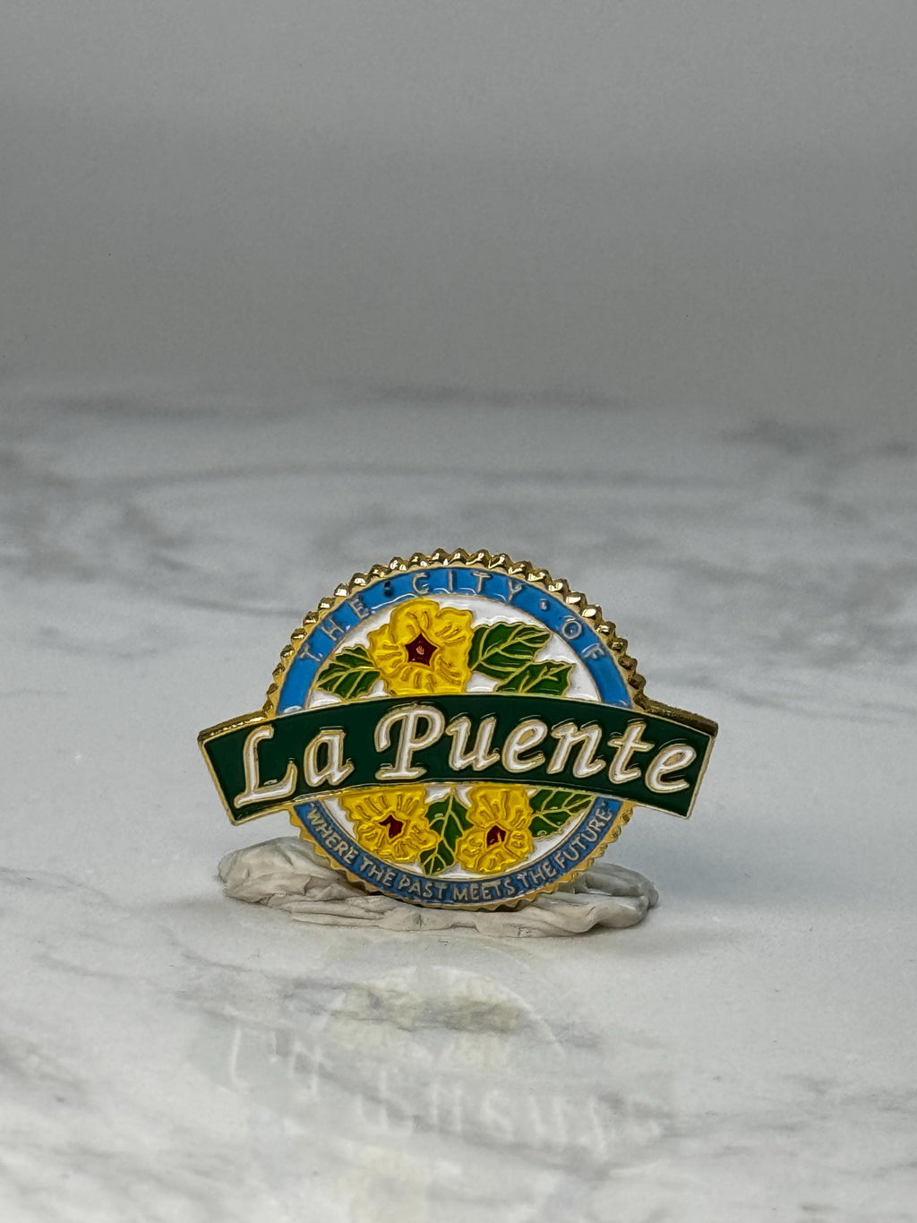 La Puente City Pin: Gold Tone Enamel - California Accessory