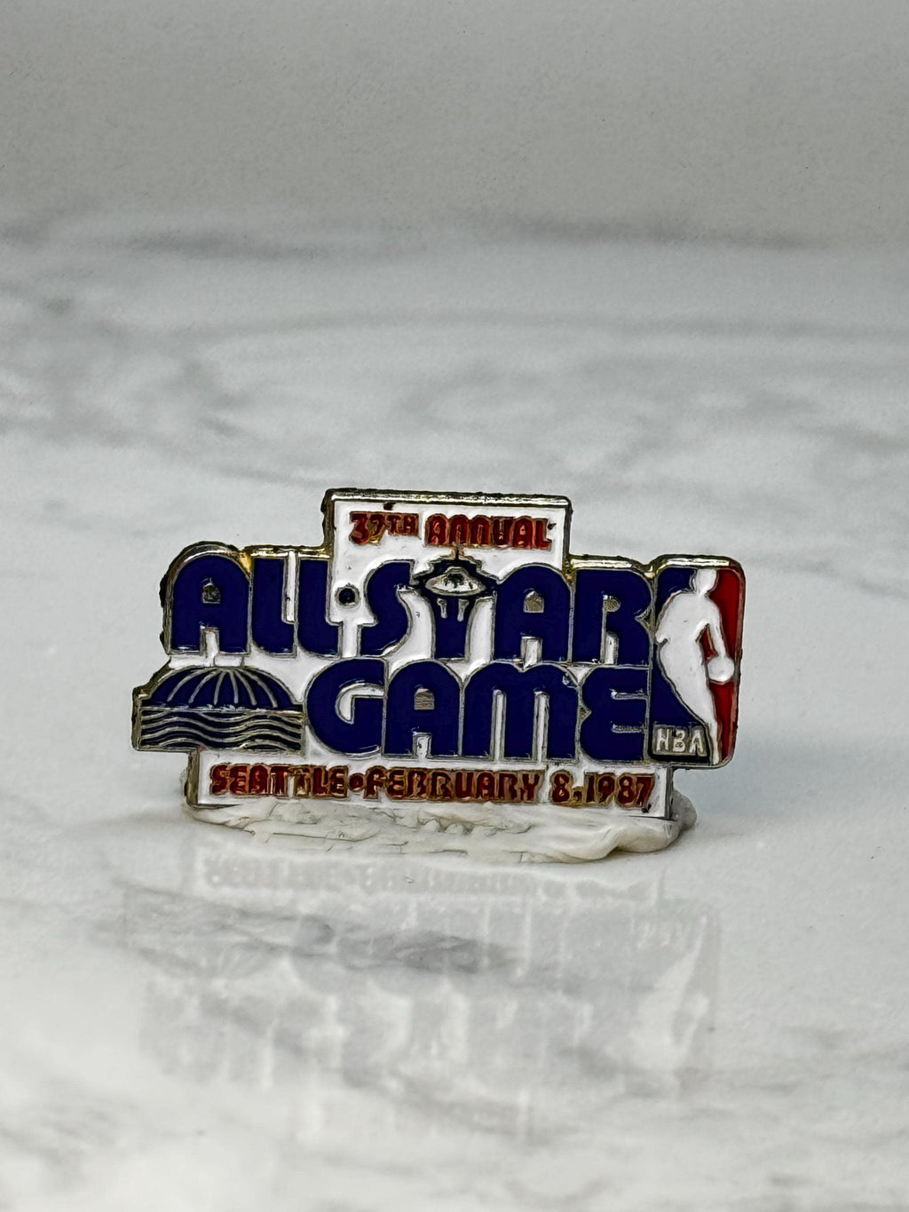 Vintage NBA All Star Game Pin: Enamel Red Blue - 1987 Seattle Accessory