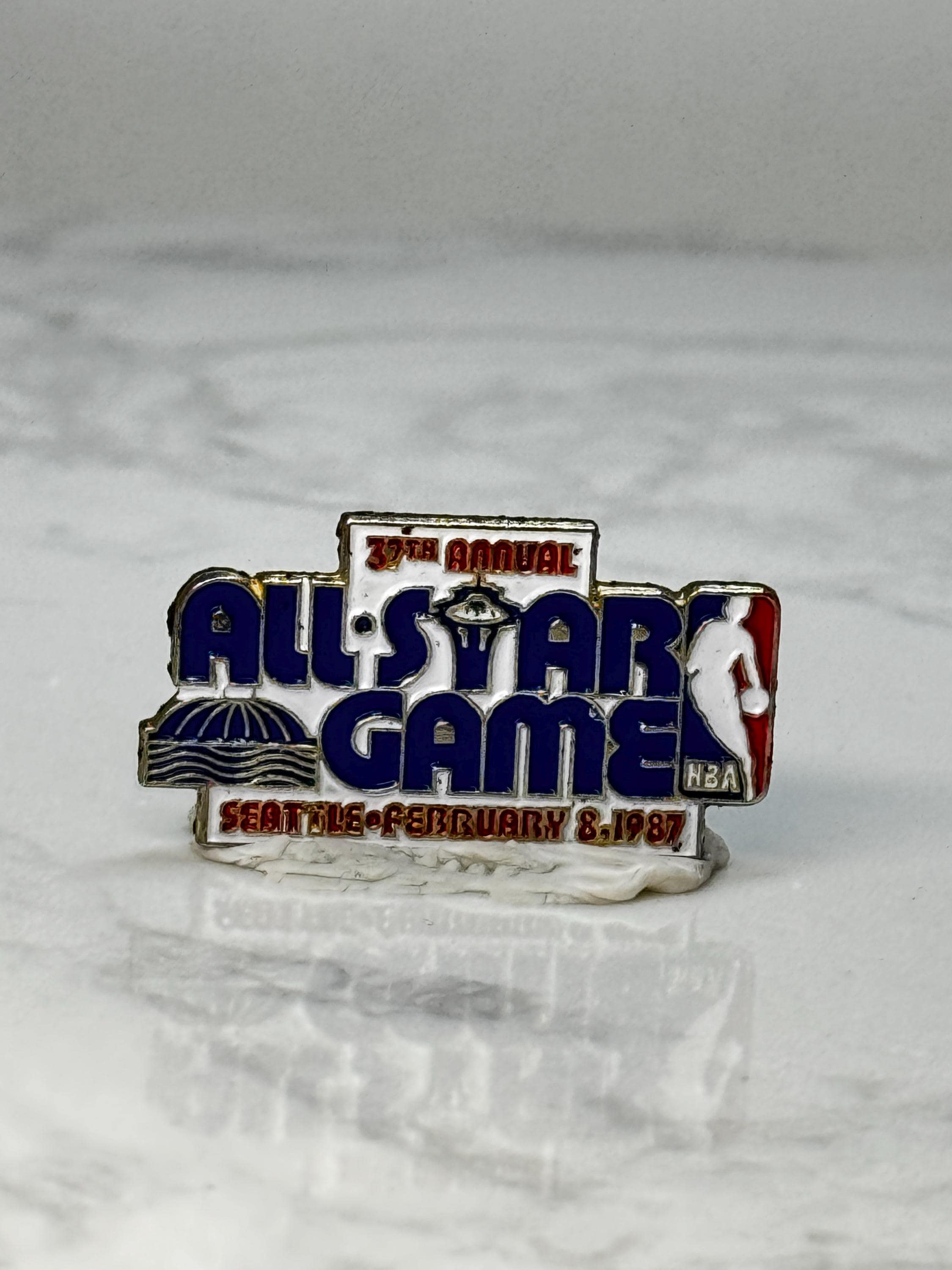 Vintage NBA All Star Game Pin: Enamel Red Blue - 1987 Seattle Accessory