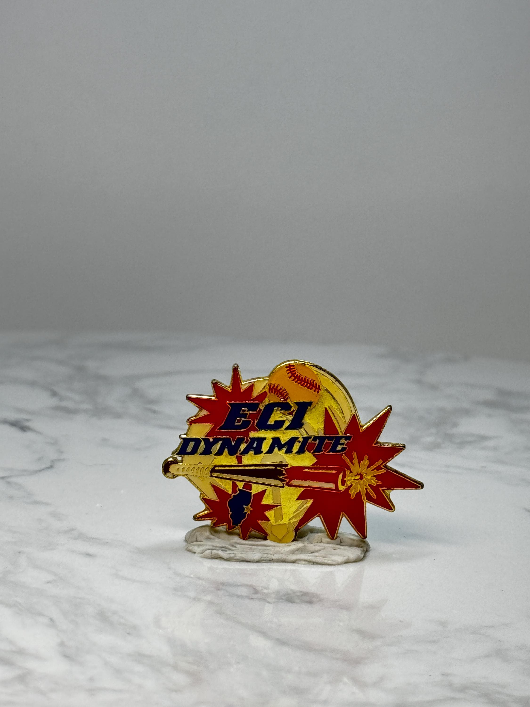 Vintage ECI Dynamite Baseball Lapel Pin: Gold Enamel - 1990s Sports Accessory