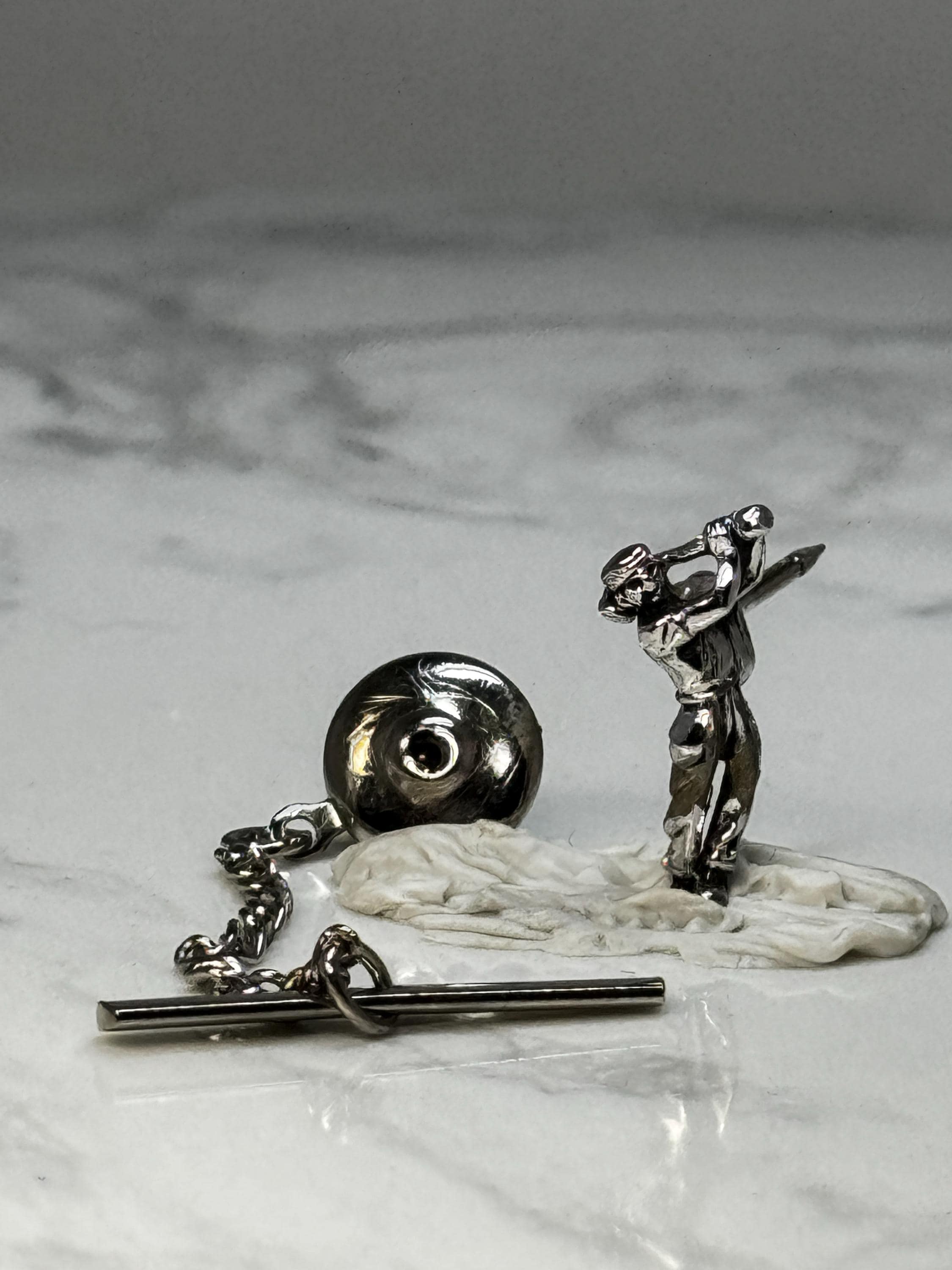 Vintage Golfer Tie Tack Pin: Silver Tone Figural - Sports Accessory