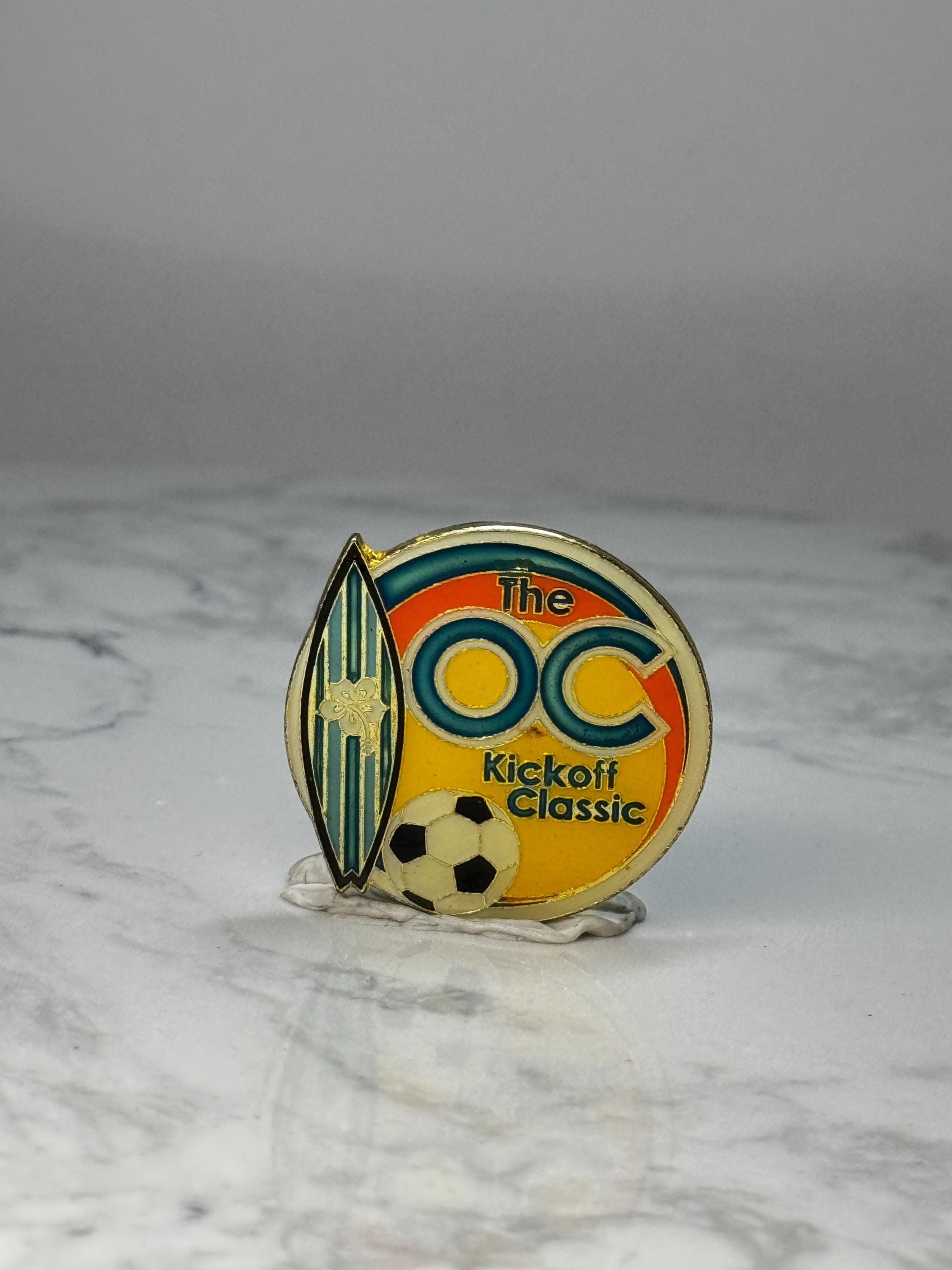 Vintage The OC Kickoff Classic Pin: Enamel Gold Tone - Soccer Event Accessory