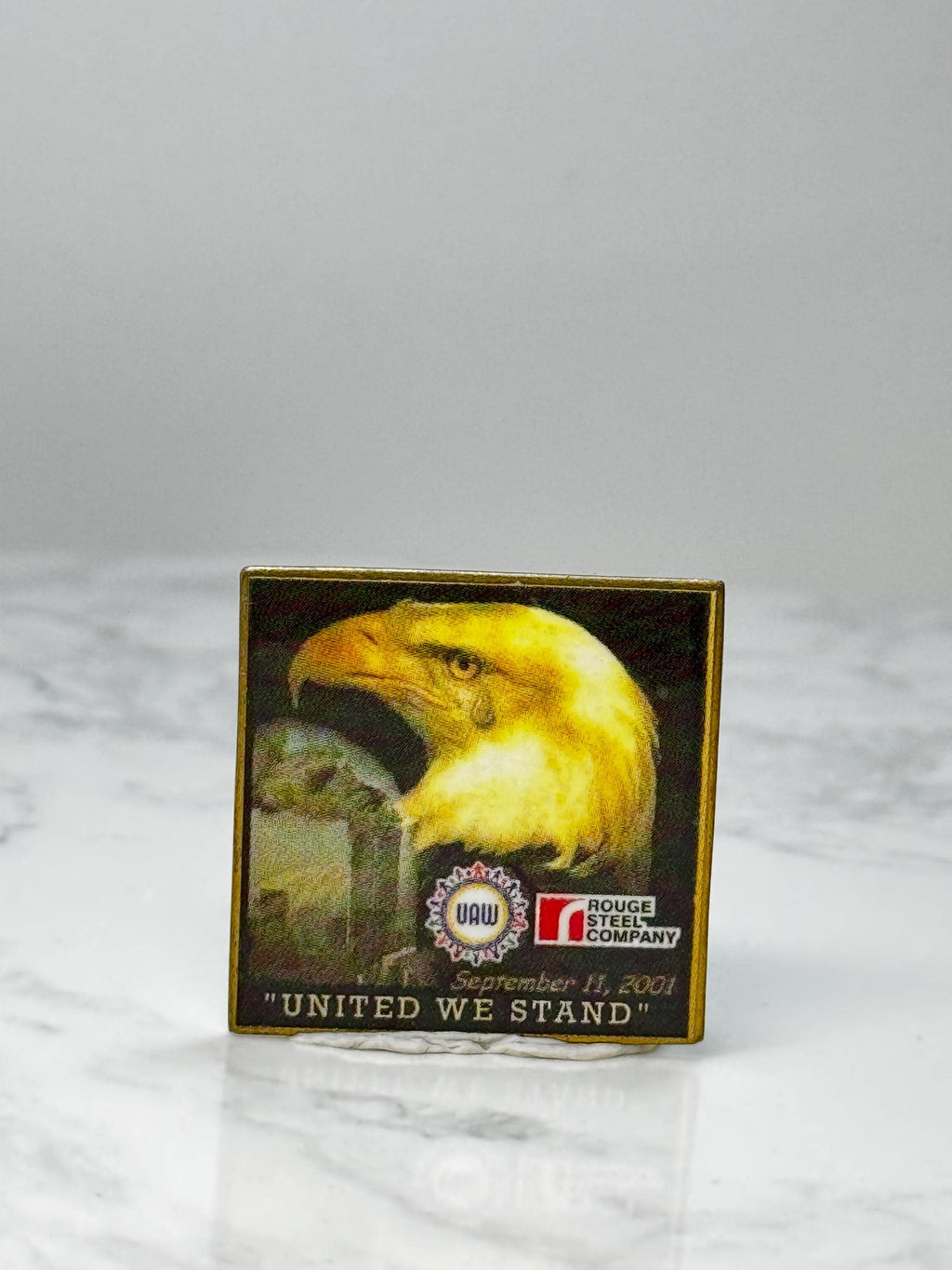 Vintage Bald Eagle Lapel Pin: Gold Tone Enamel - 9/11 Patriotic Accessory