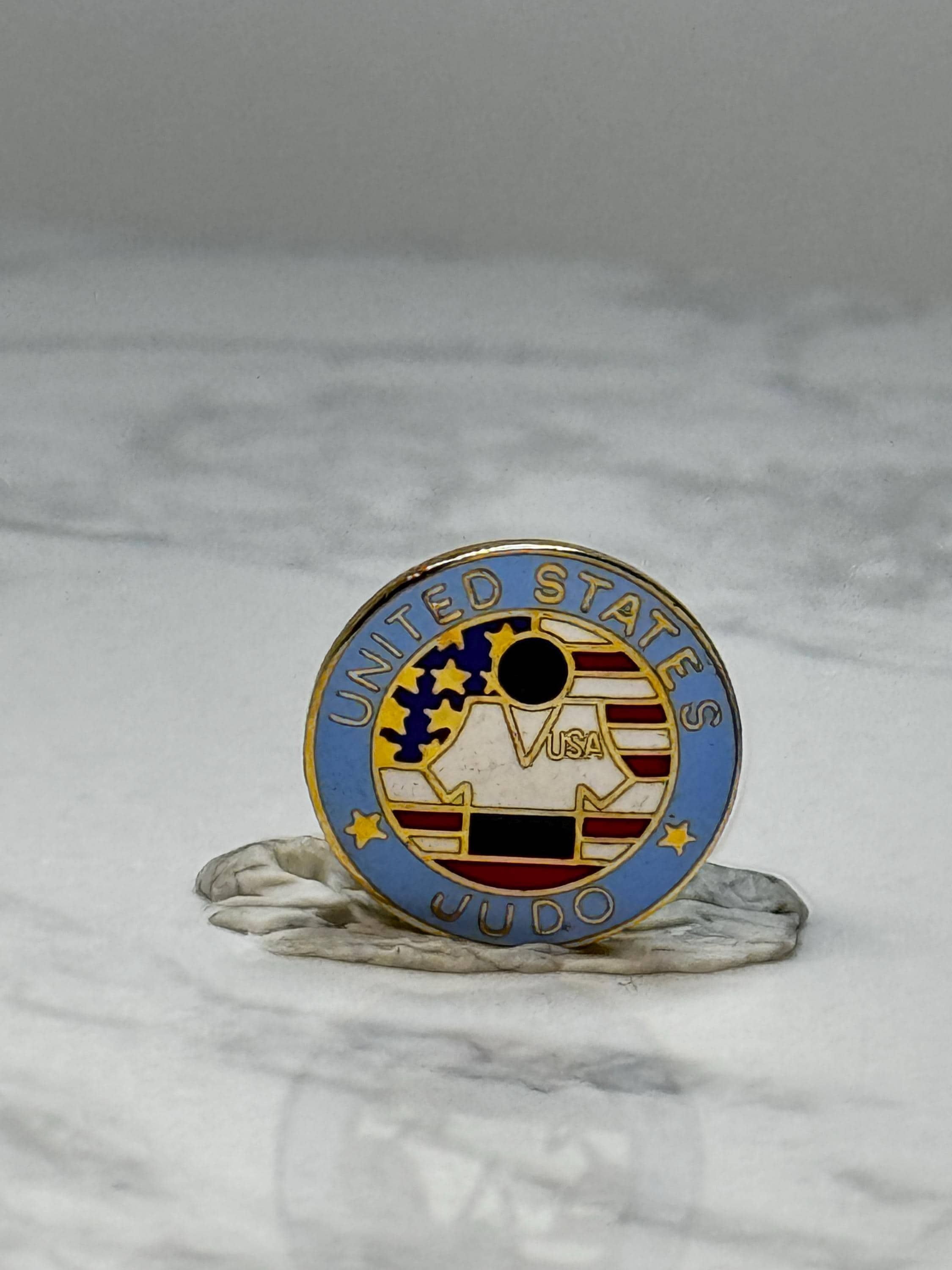 Vintage United States Judo Enamel Pin: Red White Blue - USA Sports Accessory