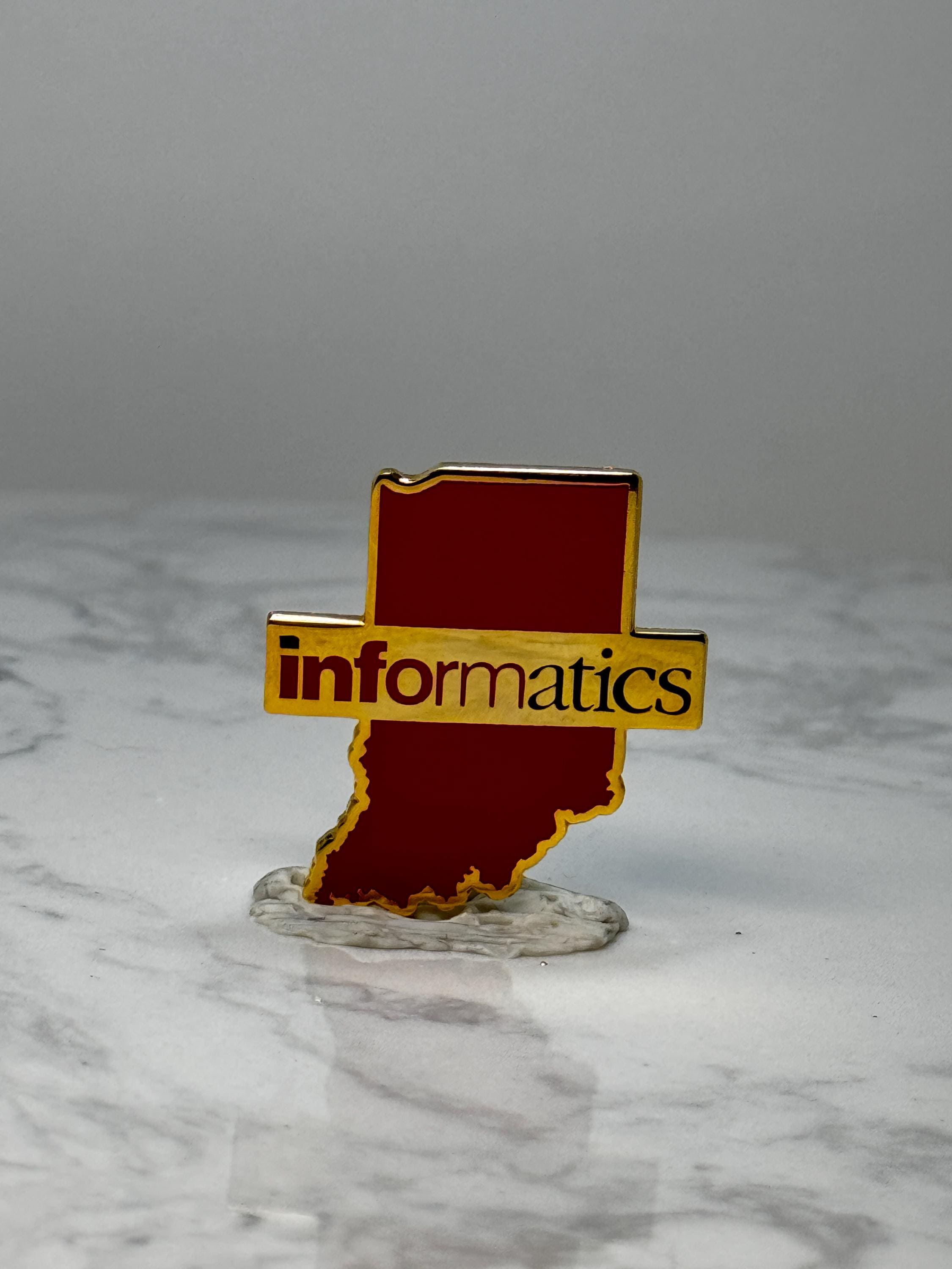 Vintage Indiana Informatics Enamel Pin: Red & Gold - College Accessory