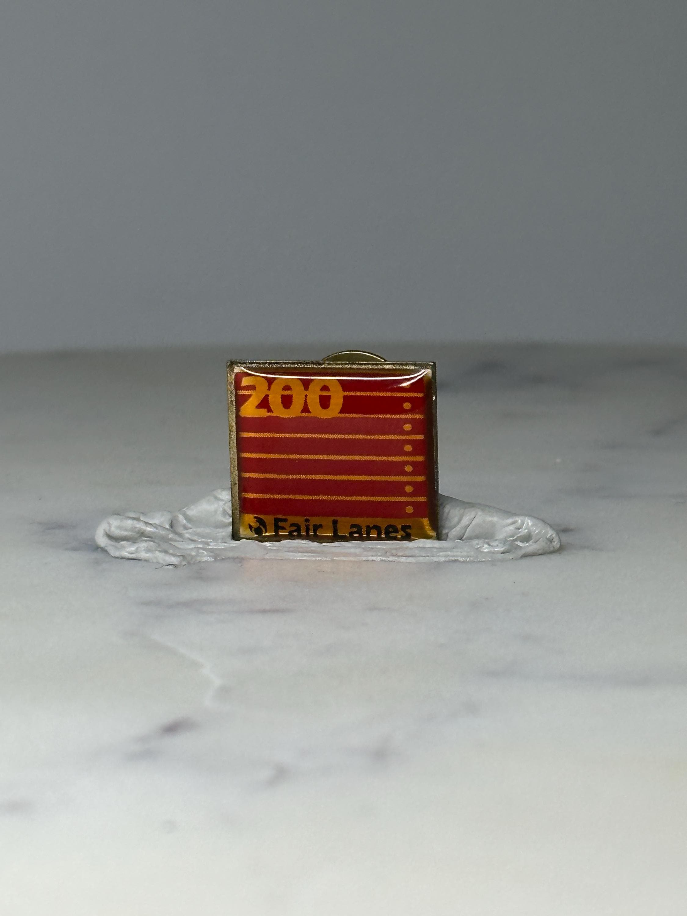 Vintage Fair Lanes 200 Score Pin: Red Enamel Gold Tone - Bowling Award Accessory