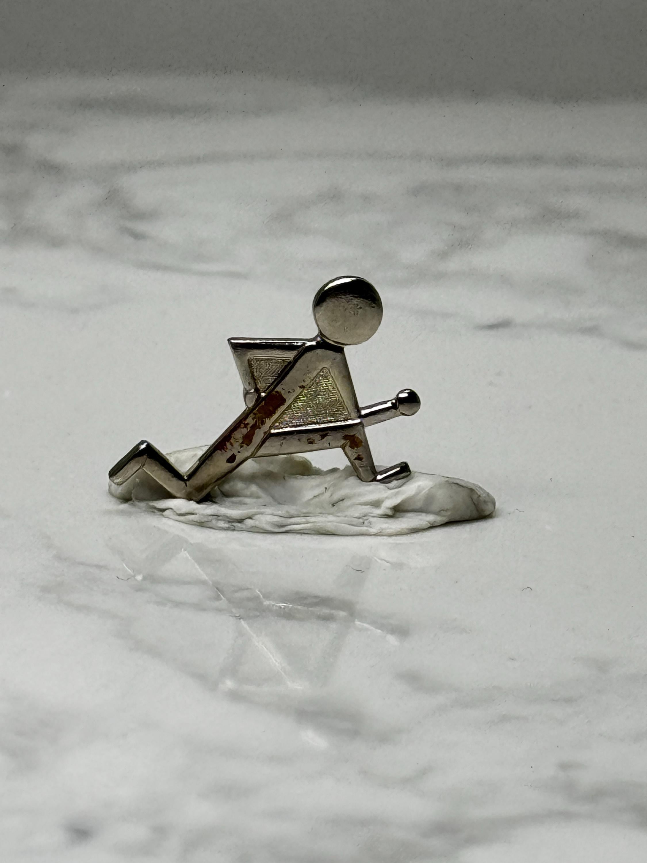 Vintage Running Figure Lapel Pin: Silver Tone Metal - Sports Accessory