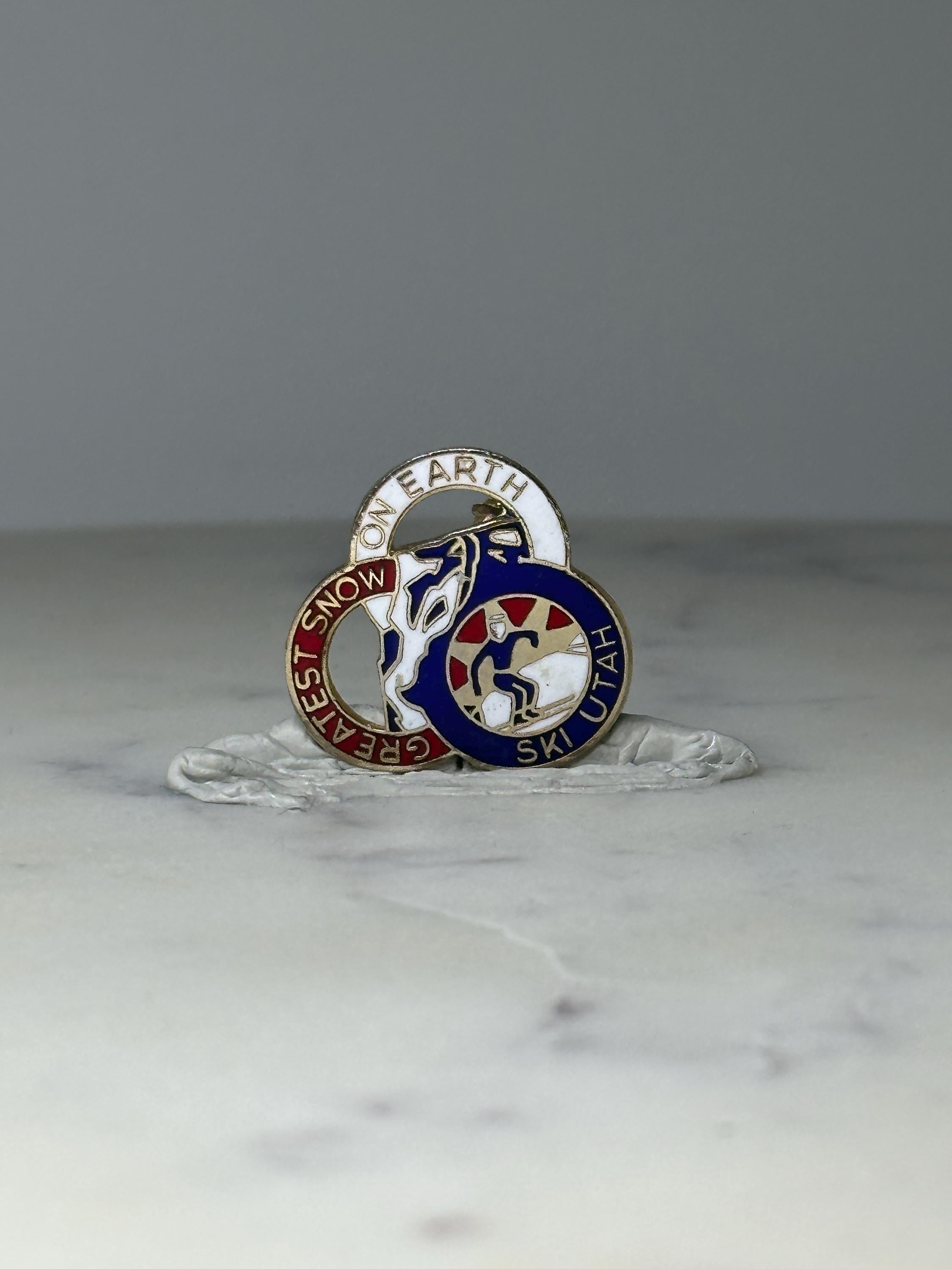 Vintage Ski Utah Enamel Pin: Red White Blue - Greatest Snow on Earth Accessory