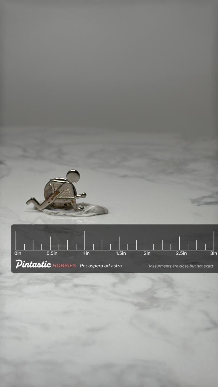 Vintage Running Figure Lapel Pin: Silver Tone Metal - Sports Accessory with ruler overlay for size reference