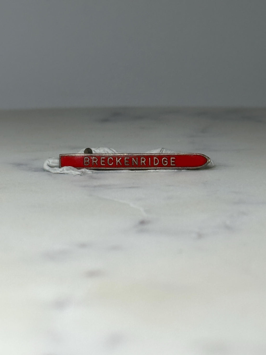 Vintage Breckenridge Souvenir Pin: Red Enamel Bar - Ski Town Accessory