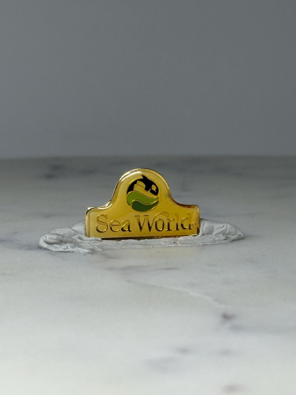 Vintage SeaWorld Souvenir Pin: Gold Tone Enamel - Theme Park Accessory