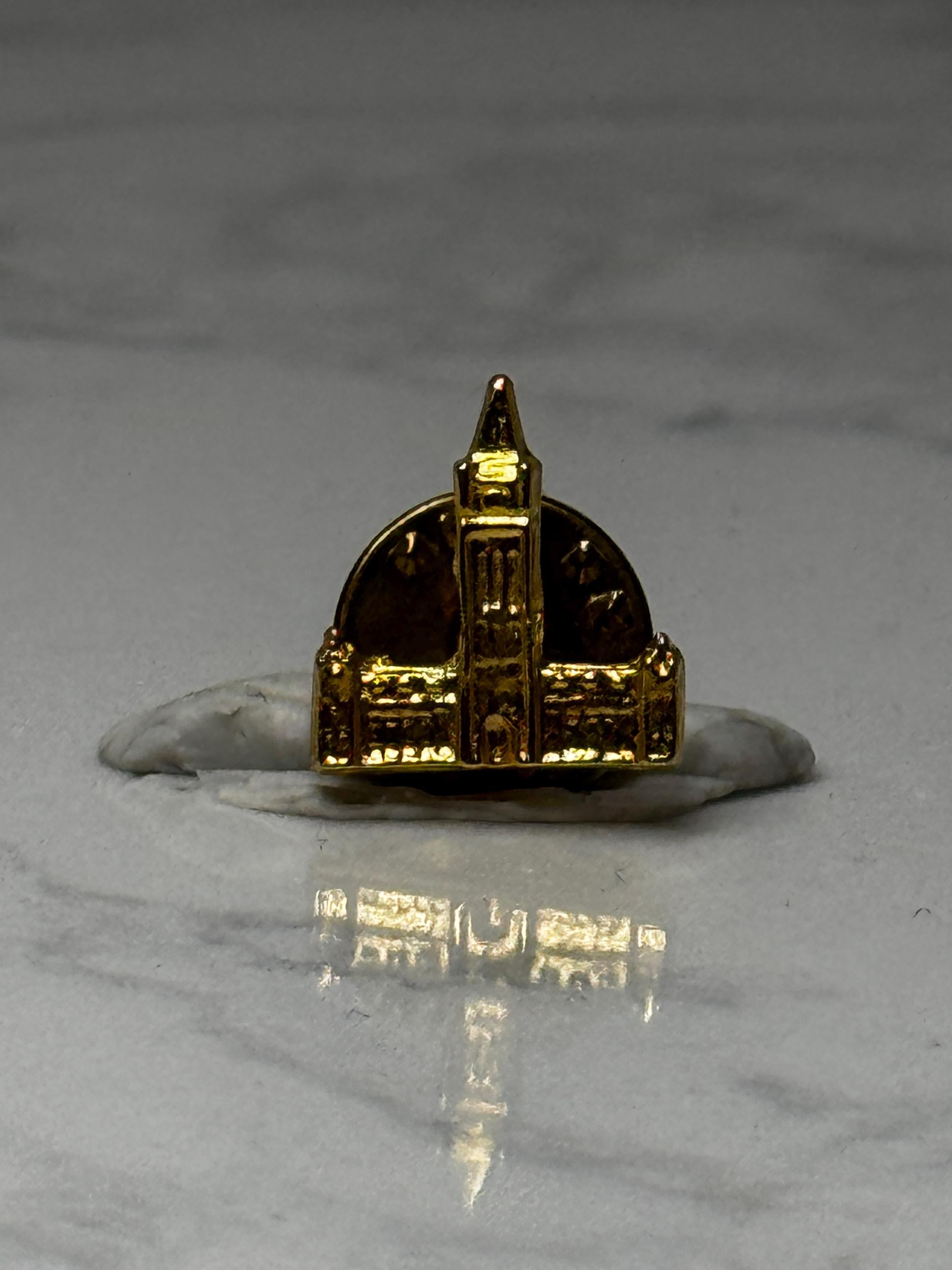 Vintage Church Cathedral Lapel Pin: Gold Tone - Religious Souvenir Accessory