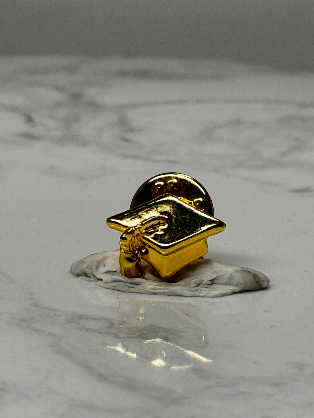 Vintage Graduation Cap Lapel Pin: Gold Tone - Academic School Accessory