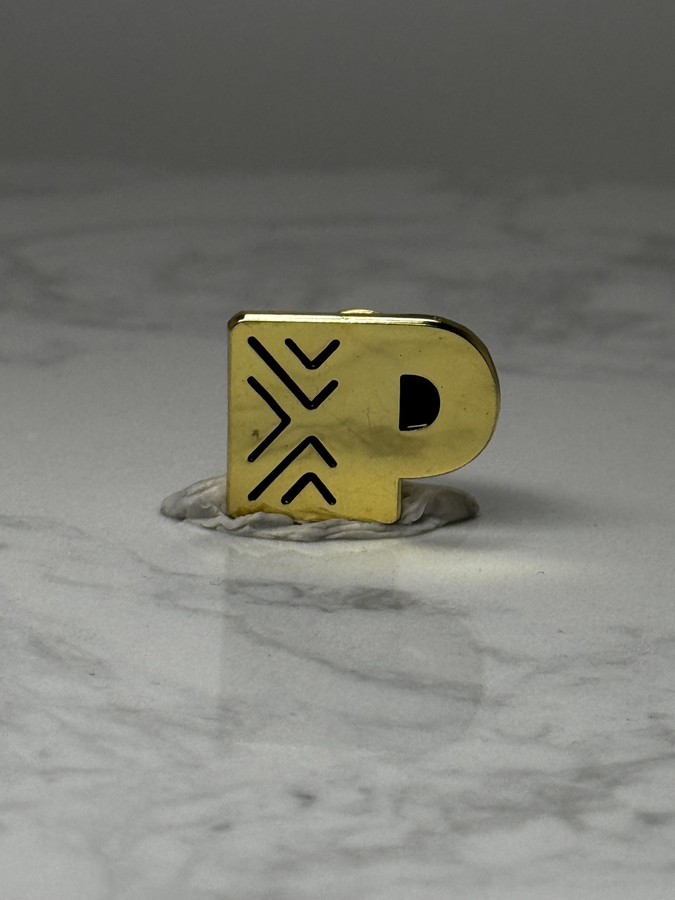 Letter P Initial Lapel Pin: Gold Tone Enamel - Alphabet Accessory