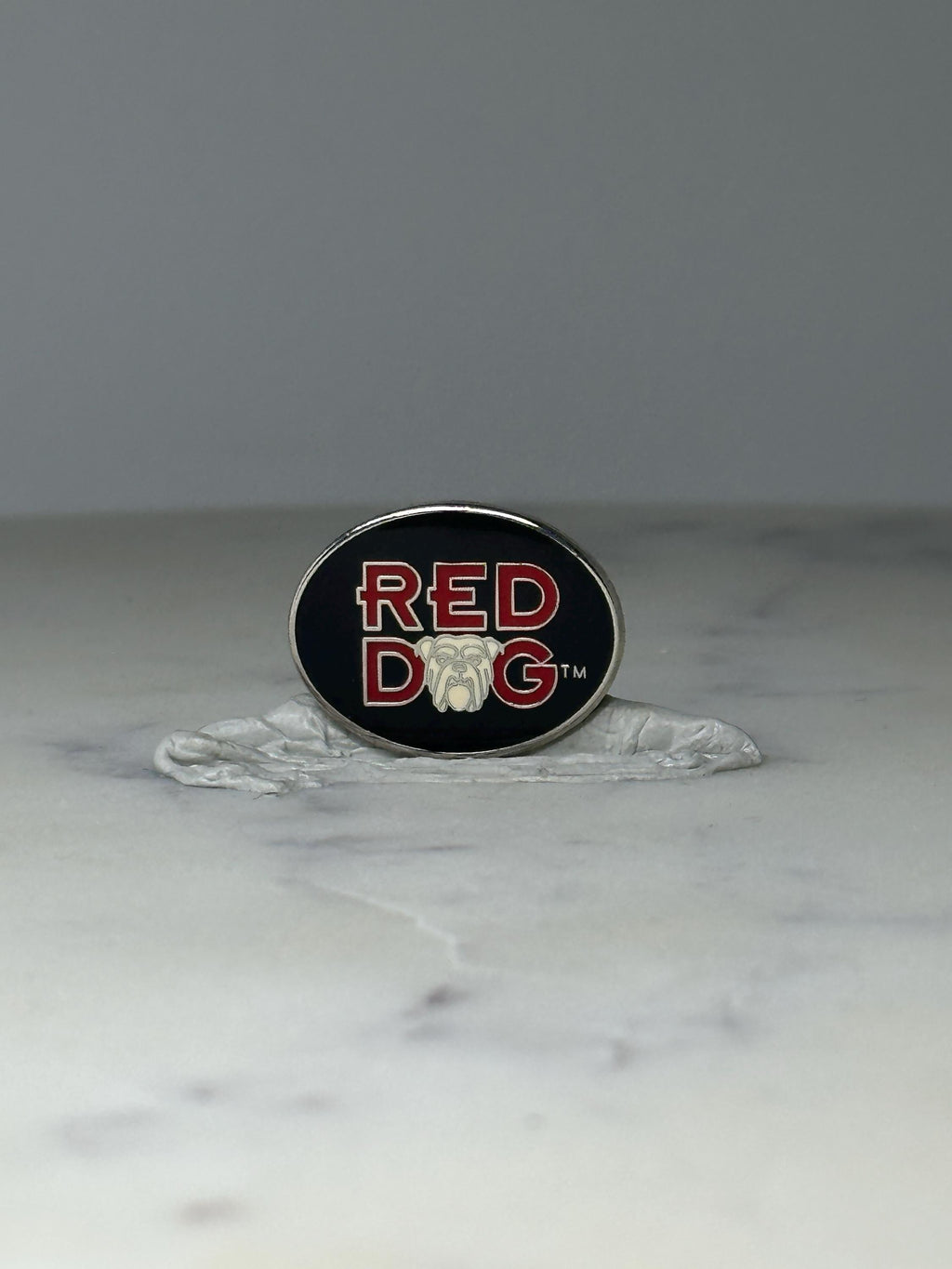 Vintage Red Dog Beer Enamel Pin: Black & Red Logo - 1990s Bar Accessory