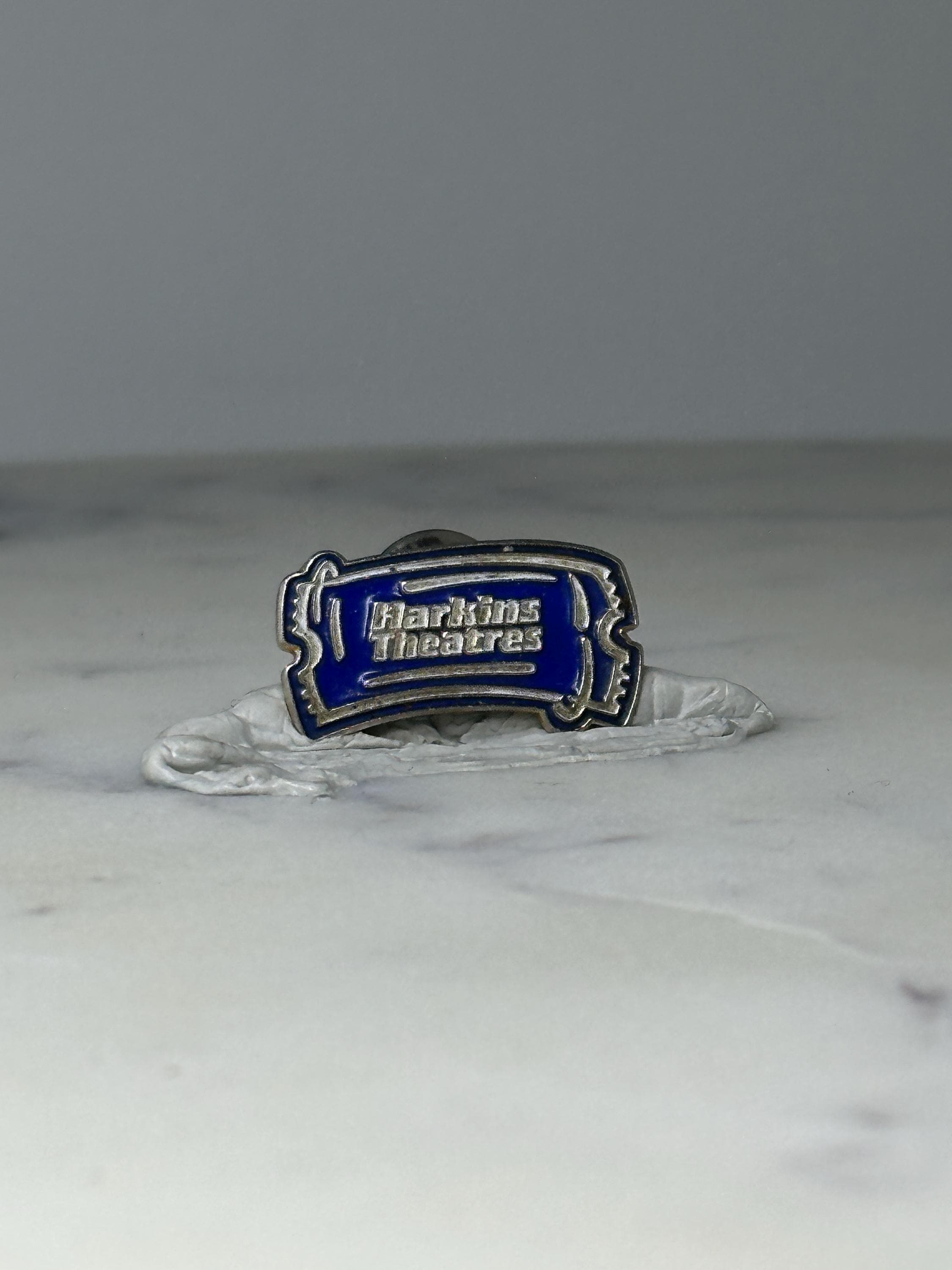 Vintage Harkins Theatres Ticket Pin: Blue Enamel - Cinema Souvenir Accessory