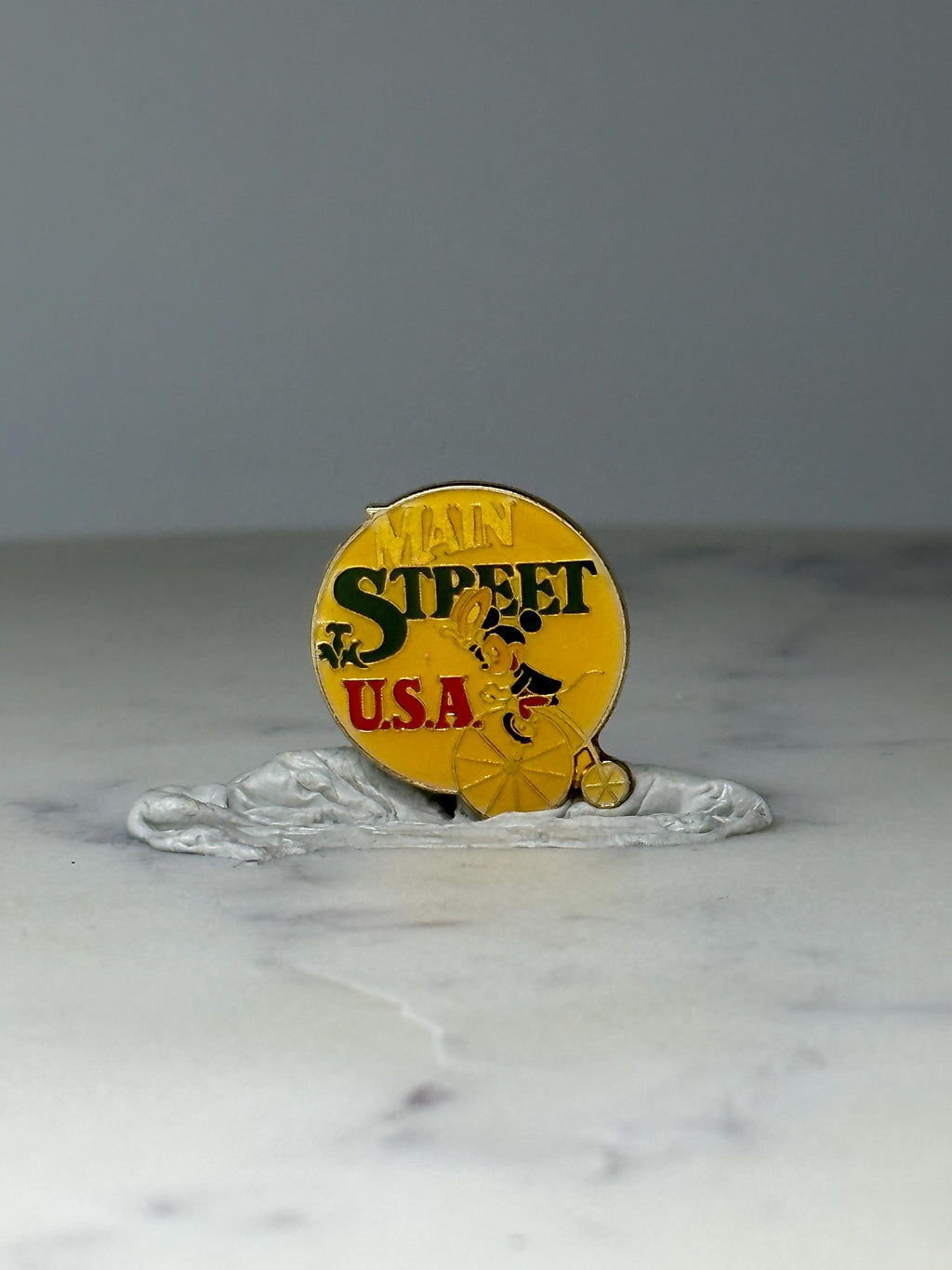 Vintage Main Street USA Character Pin: Gold Tone Enamel - Disney Theme Accessory