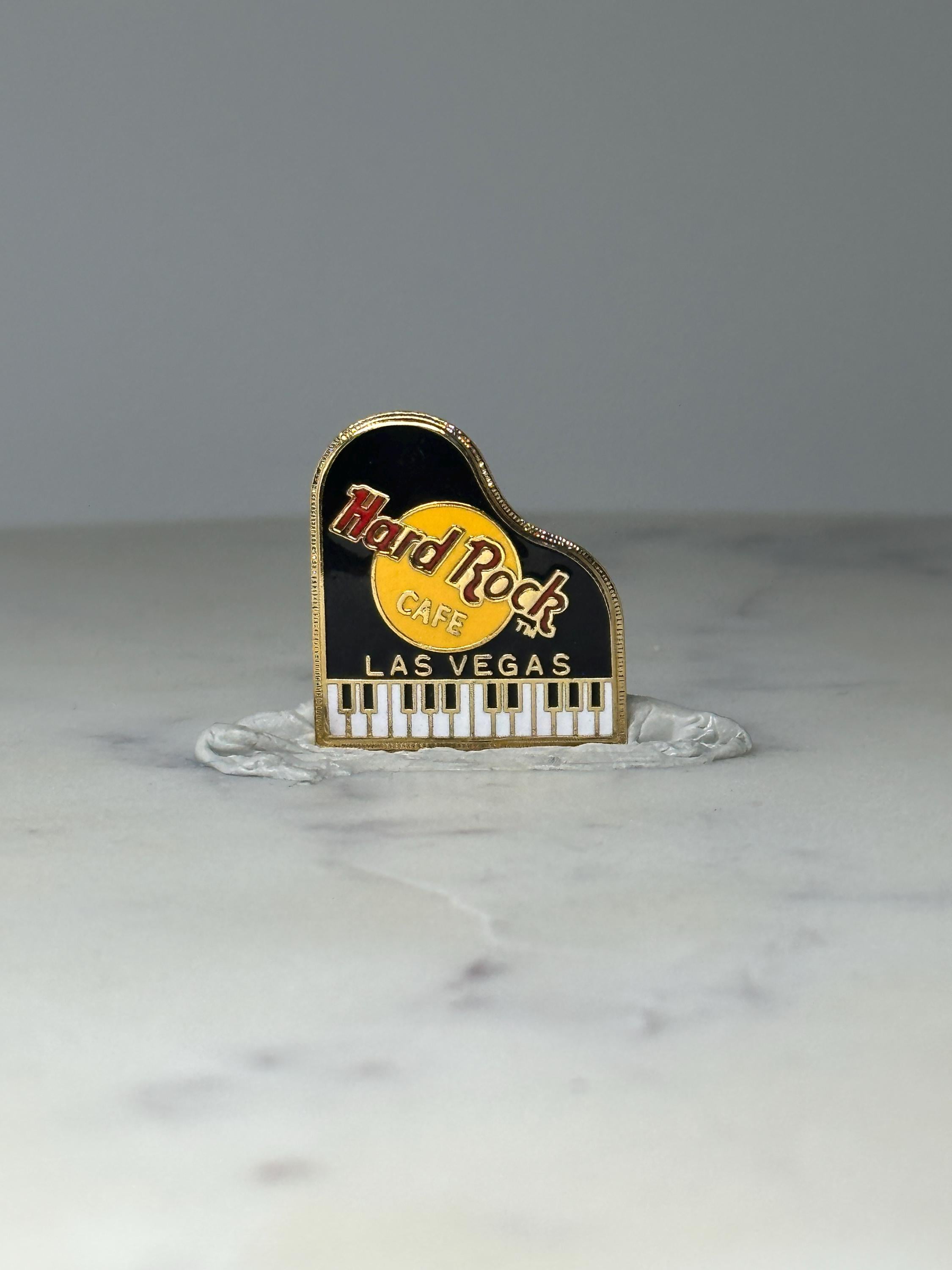 Vintage Hard Rock Cafe Piano Pin: Black & Gold Enamel - Las Vegas Souvenir Accessory