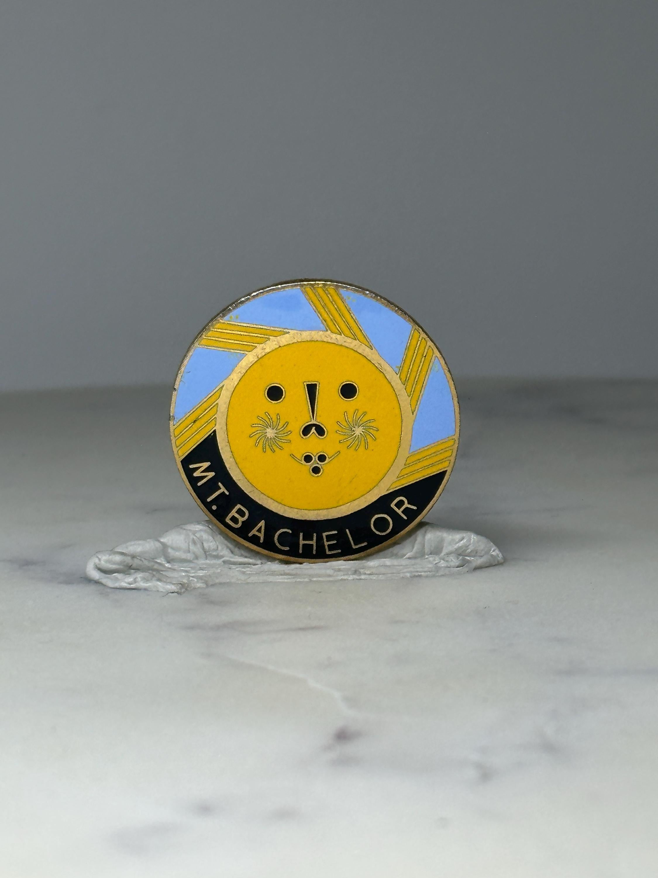 Vintage Mt Bachelor Ski Pin: Yellow & Blue Enamel - Oregon Resort
